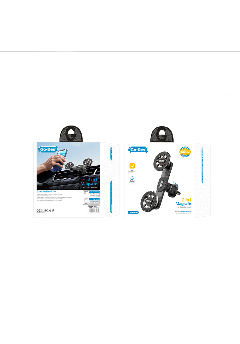 Go Des GD-HD365 Havalandırma Tasarım 2in1 Magnetik Araç Telefon Tutucu