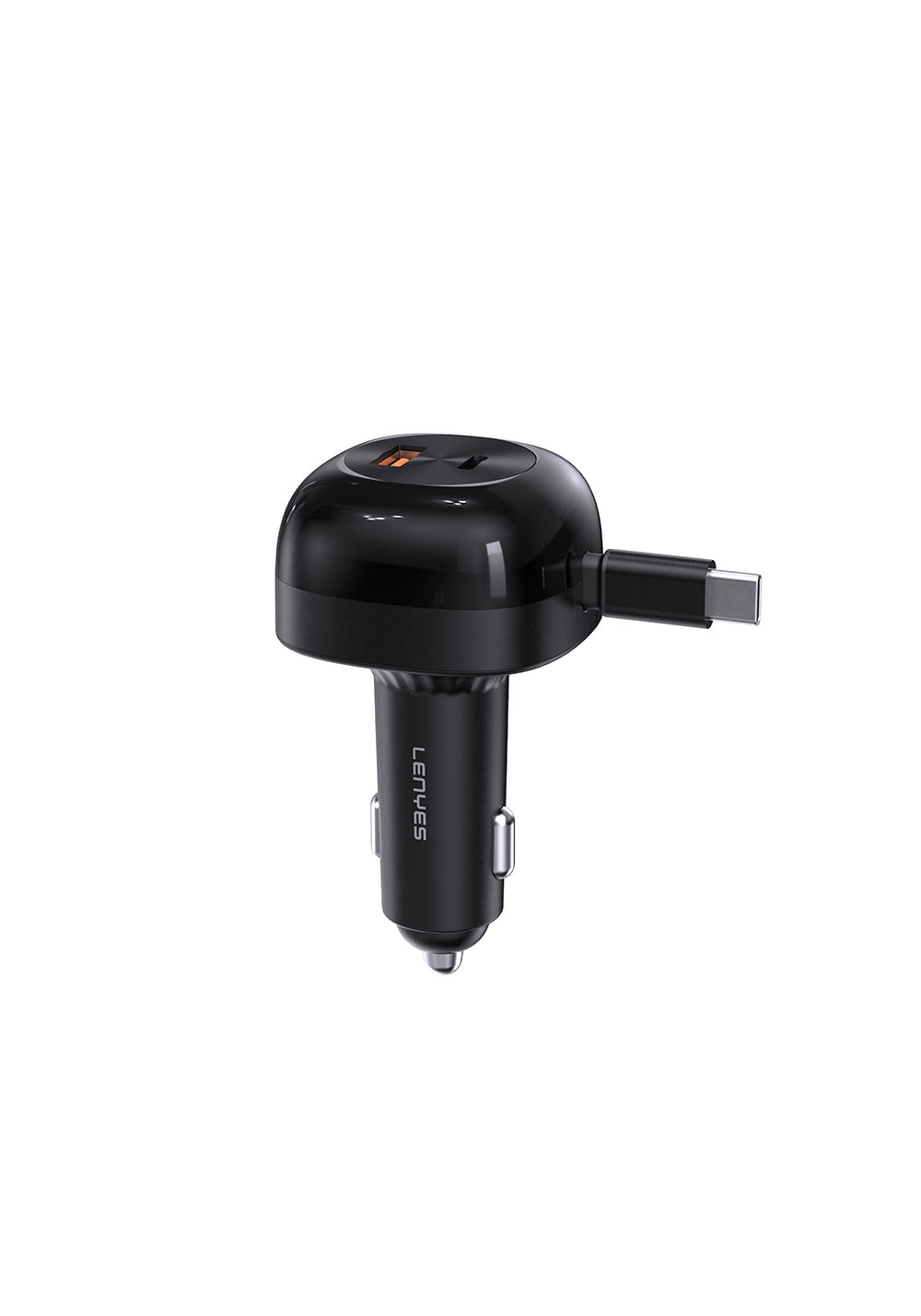 Lenyes CA59 Type-C Kablolu Hızlı Şarj Özellikli Type-C + USB-A Portlu Araç Şarj Aleti PD 60W