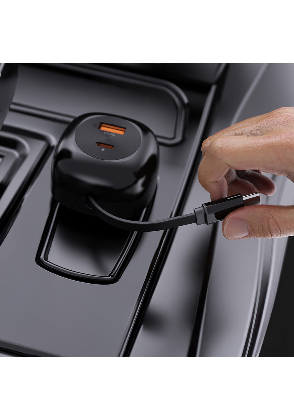Lenyes CA59 Type-C Kablolu Hızlı Şarj Özellikli Type-C + USB-A Portlu Araç Şarj Aleti PD 60W