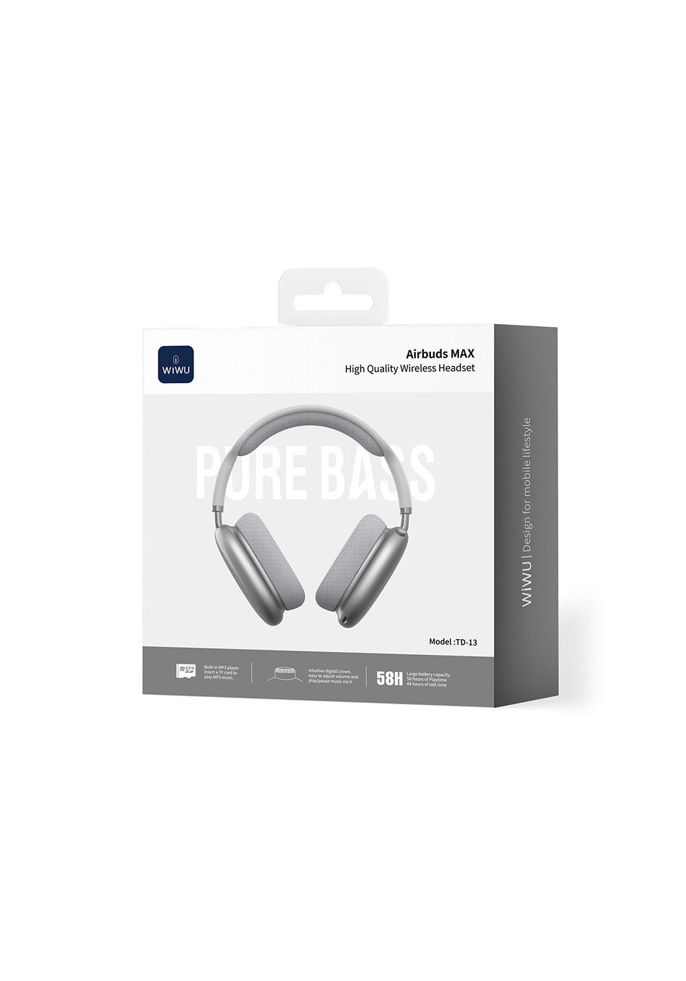 Wiwu TD-13 Airbuds Max Pure Bass Özellikli Kulak Üstü Bluetooth Kulaklık v6.0