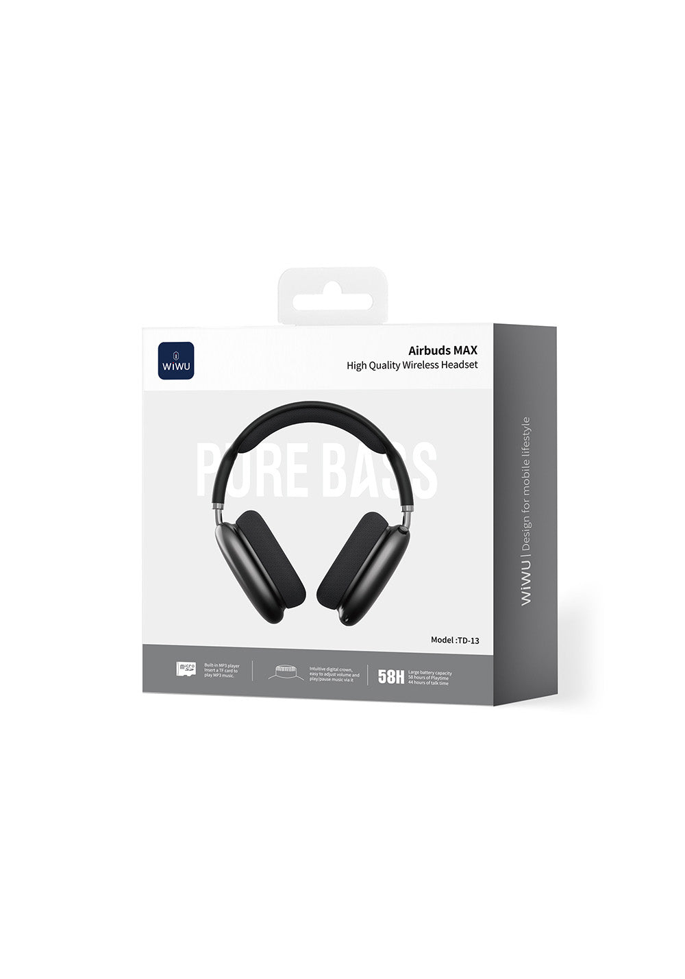 Wiwu TD-13 Airbuds Max Pure Bass Özellikli Kulak Üstü Bluetooth Kulaklık v6.0