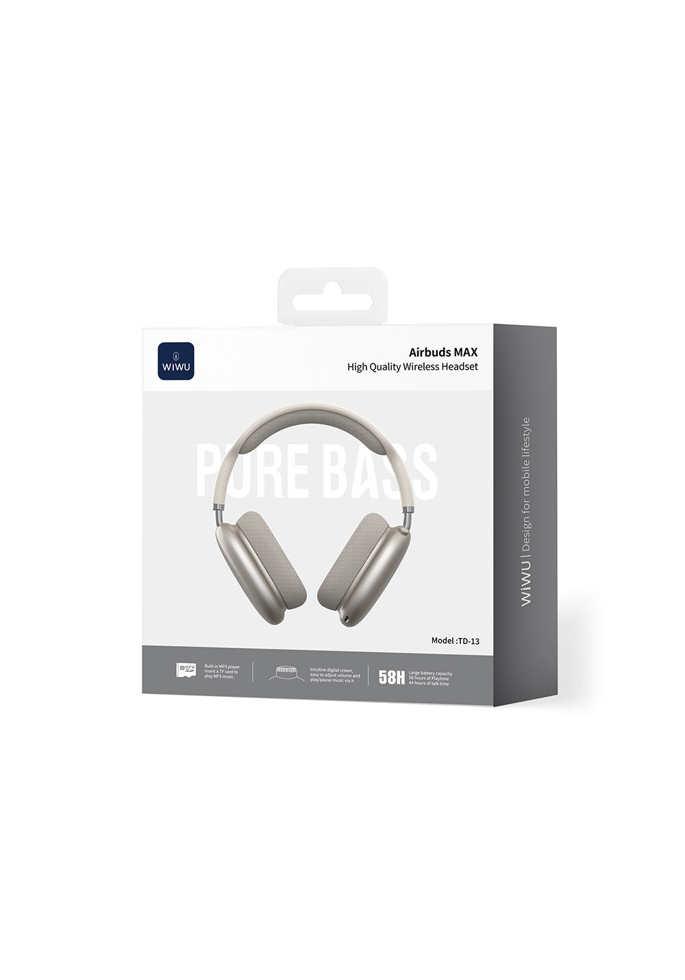 Wiwu TD-13 Airbuds Max Pure Bass Özellikli Kulak Üstü Bluetooth Kulaklık v6.0