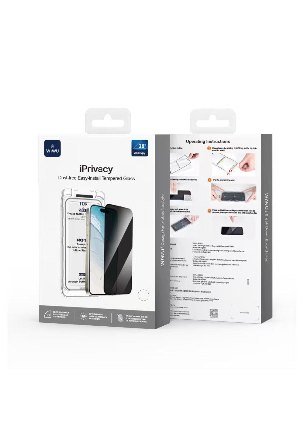 Apple iPhone 17 Pro Wiwu Wi-SQ009 Easy Install iPrivacy 360° Anti-Peep Oleofobik Temperli Cam Ekran Koruyucu + Kolay Uygulama Aparatlı