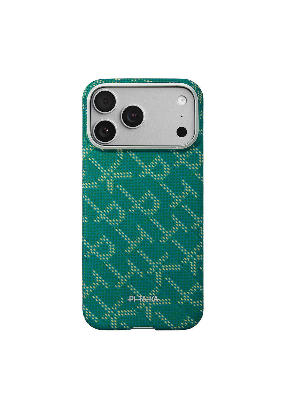 Apple iPhone 17 Pro Kılıf Manyetik Şarj Uyumlu Aramid Karbon Fiber Pitaka Tactile Woven Monogram Serisi Kapak