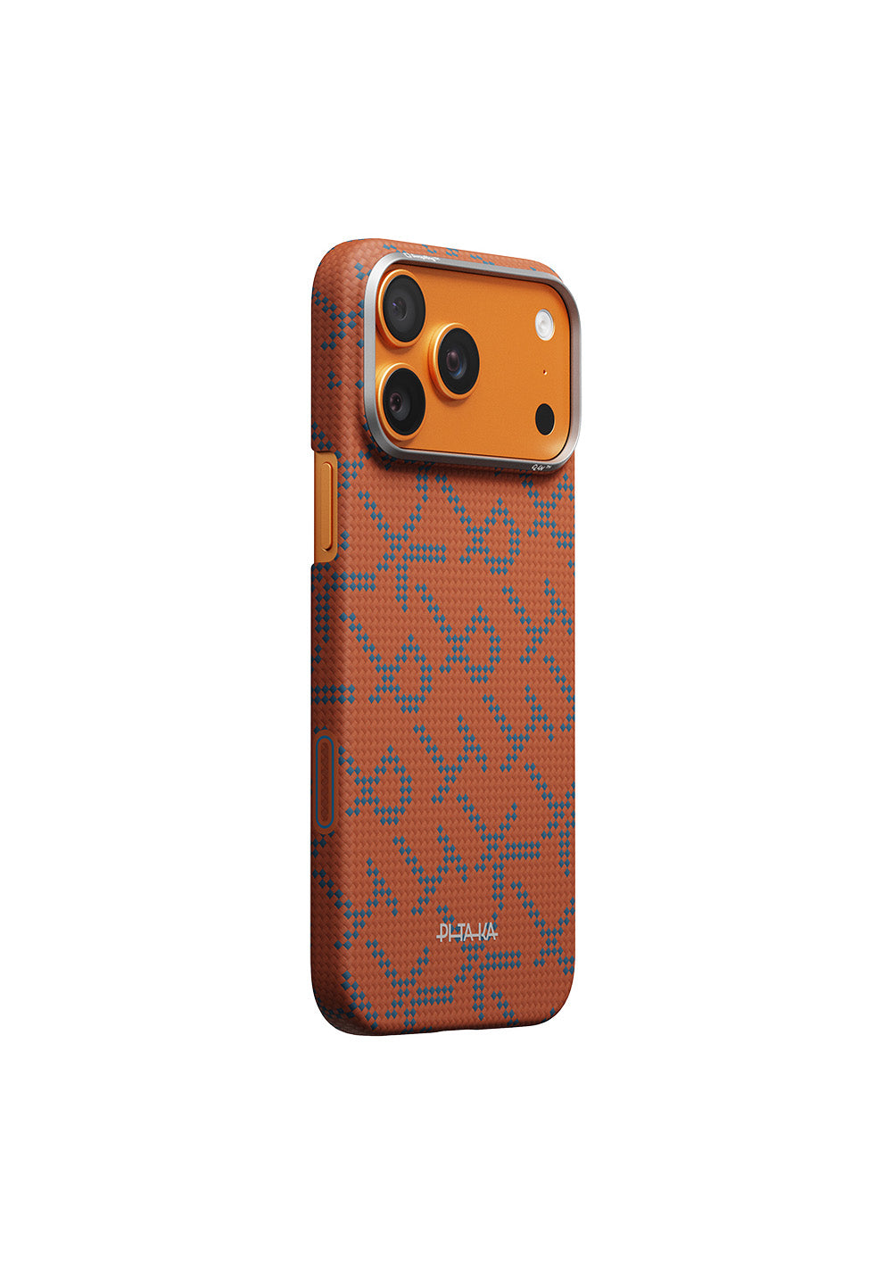 Apple iPhone 17 Pro Kılıf Manyetik Şarj Uyumlu Aramid Karbon Fiber Pitaka Tactile Woven Monogram Serisi Kapak