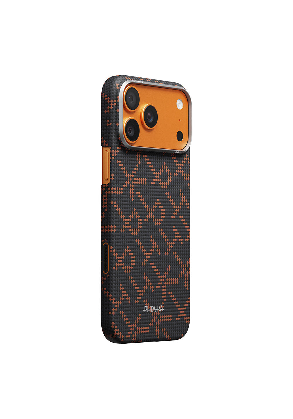 Apple iPhone 17 Pro Kılıf Manyetik Şarj Uyumlu Aramid Karbon Fiber Pitaka Tactile Woven Monogram Serisi Kapak