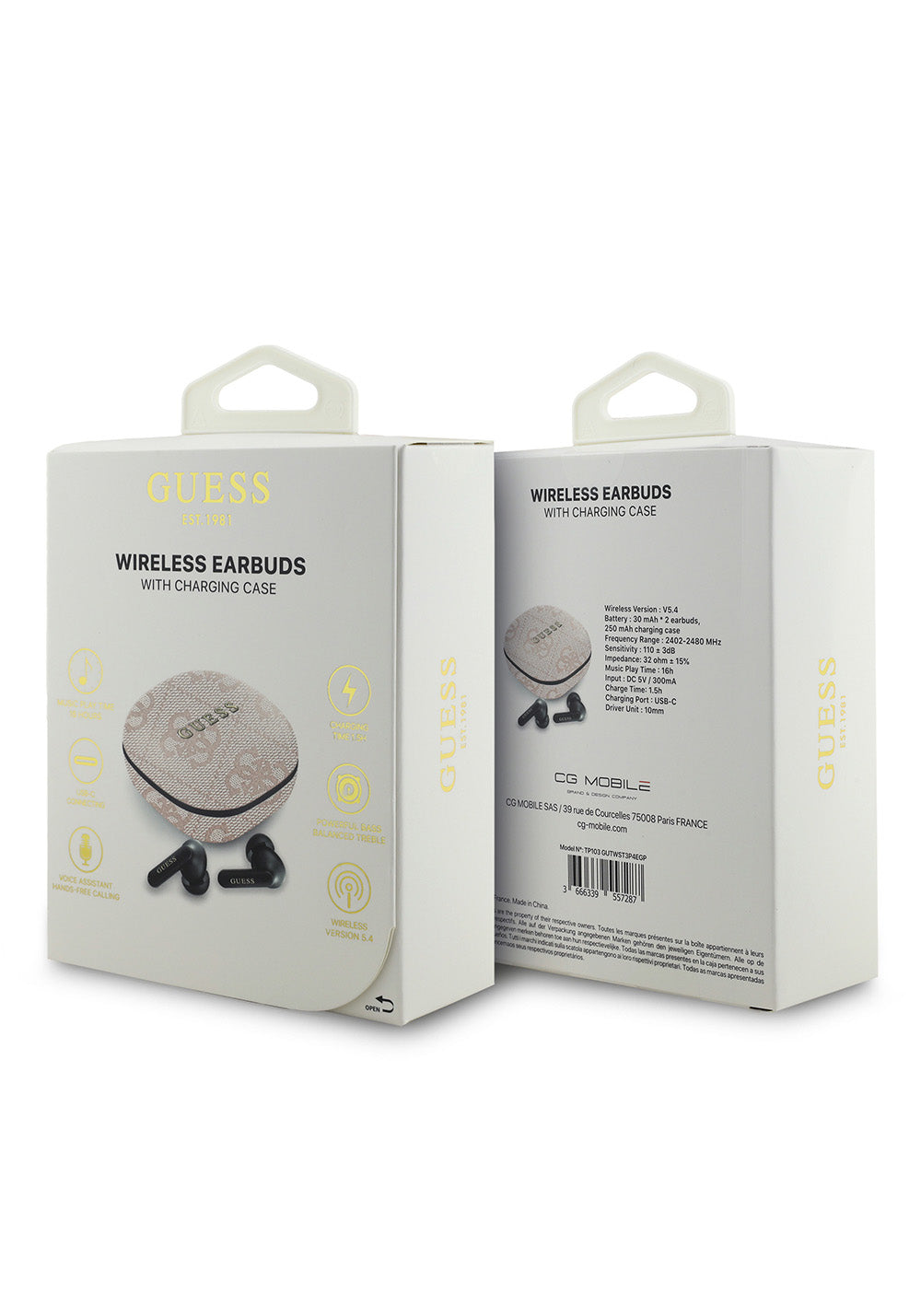 Guess Orijinal Lisanslı PU 4G Desenli Klasik Metal Yazı Logolu TWS Kulak İçi Bluetooth Kulaklık