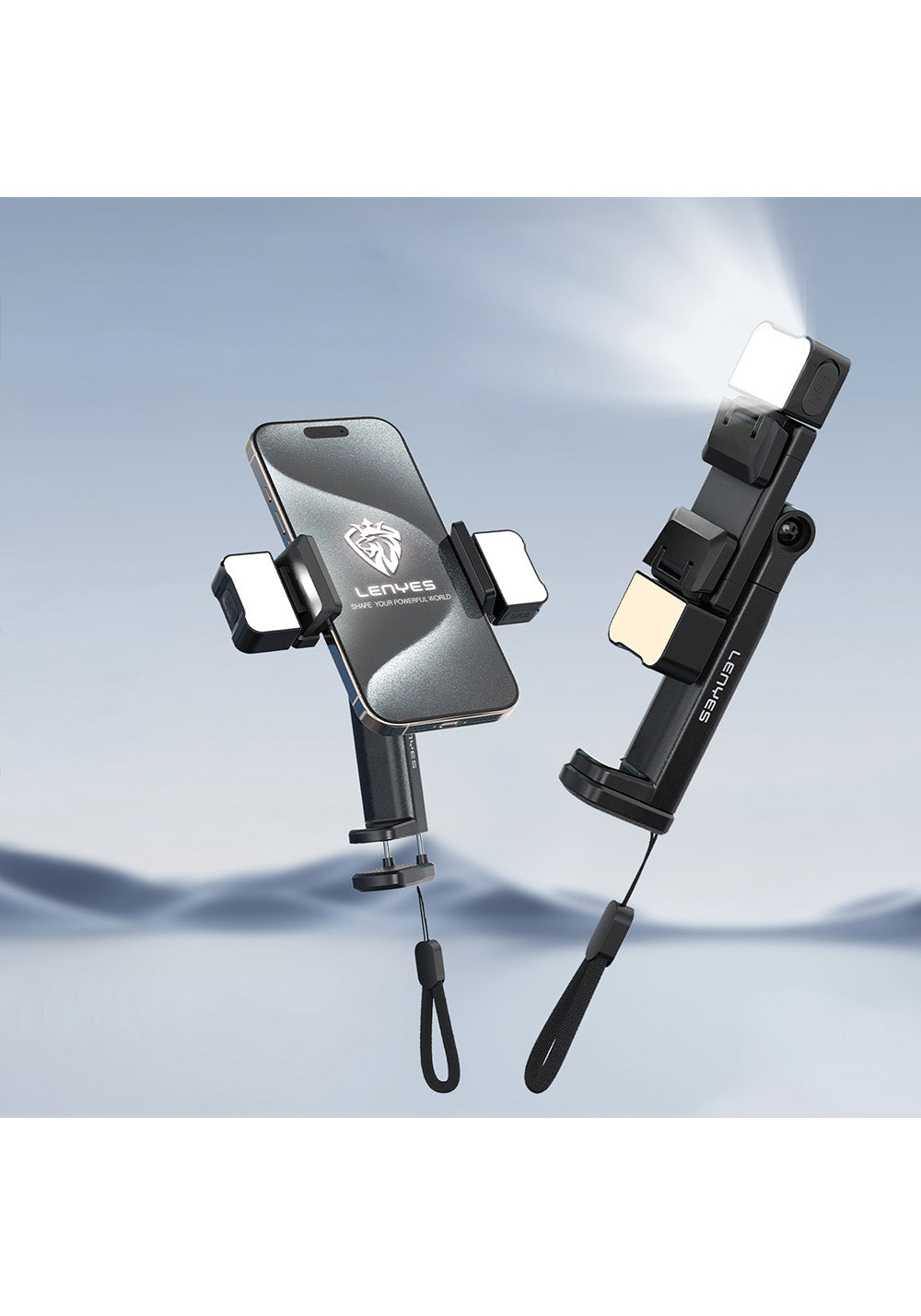 Lenyes CR204 360° Dönebilen Işıklı Seyahat Telefon Tutucu ve Standı