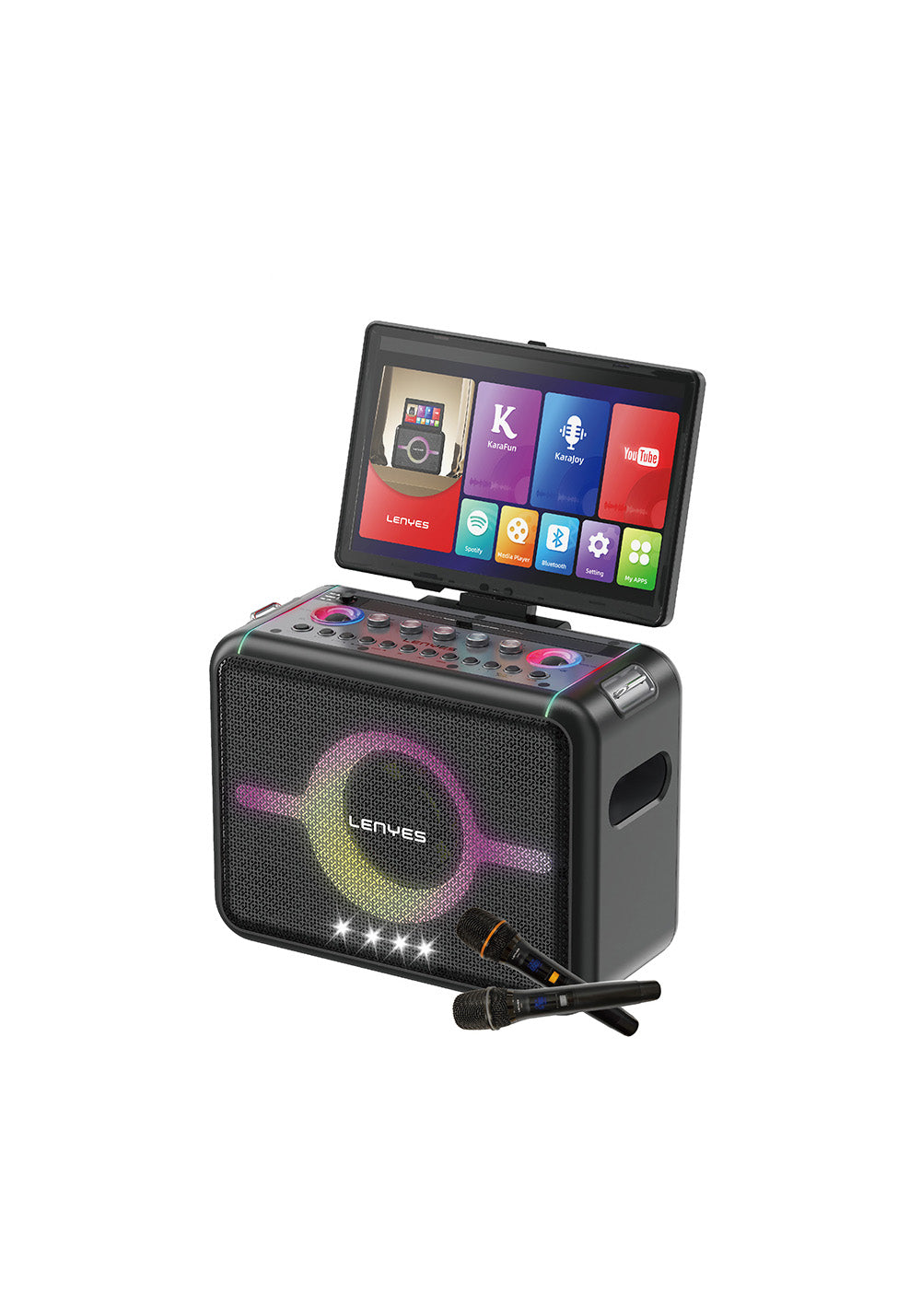Lenyes S892 RGB Işıklı Mikrofonlu Dokunmatik Ekranlı Taşınabilir TWS Bluetooth Speaker Hoparlör v5.3 300W