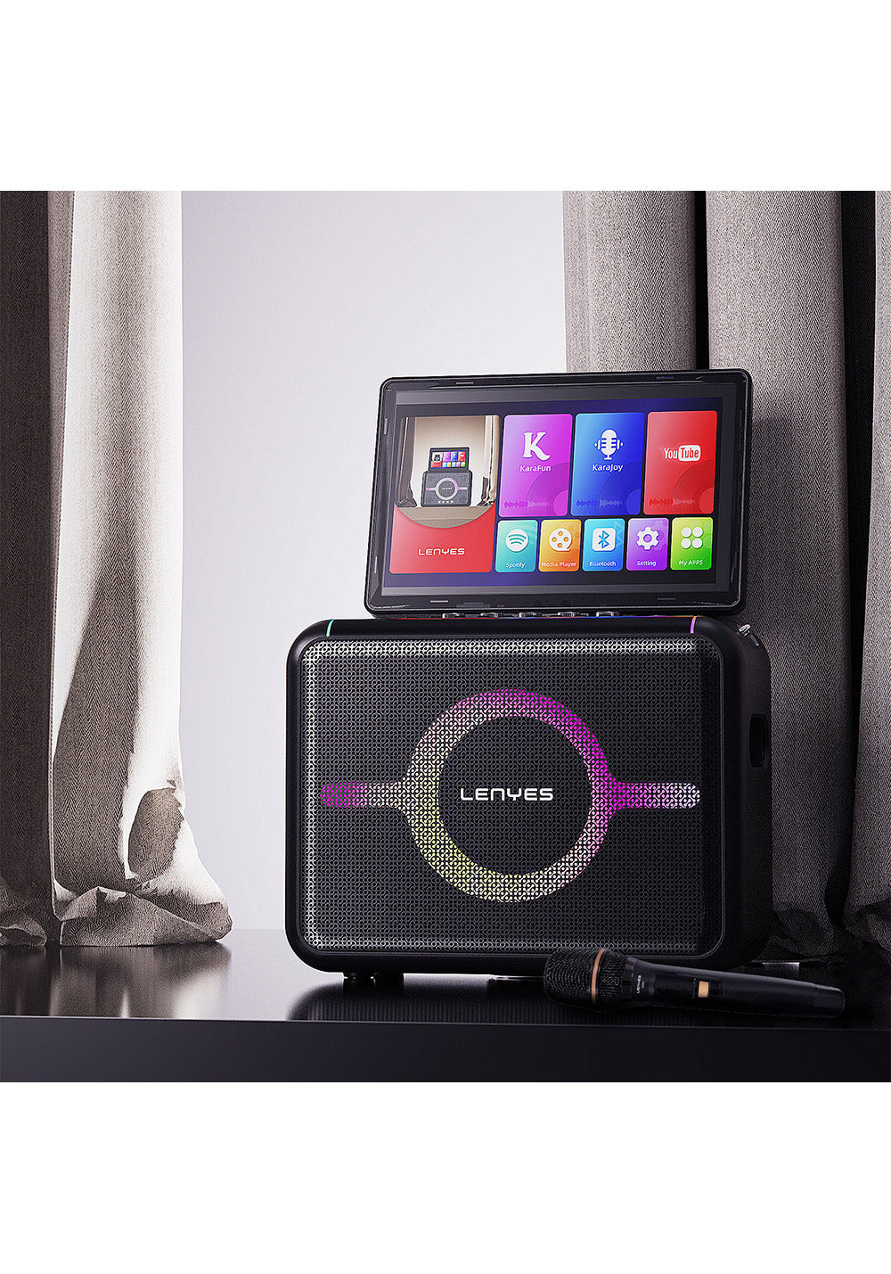 Lenyes S892 RGB Işıklı Mikrofonlu Dokunmatik Ekranlı Taşınabilir TWS Bluetooth Speaker Hoparlör v5.3 300W