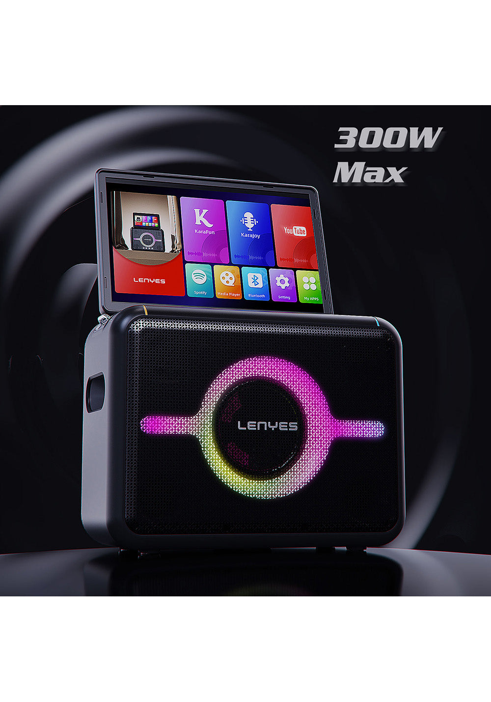 Lenyes S892 RGB Işıklı Mikrofonlu Dokunmatik Ekranlı Taşınabilir TWS Bluetooth Speaker Hoparlör v5.3 300W