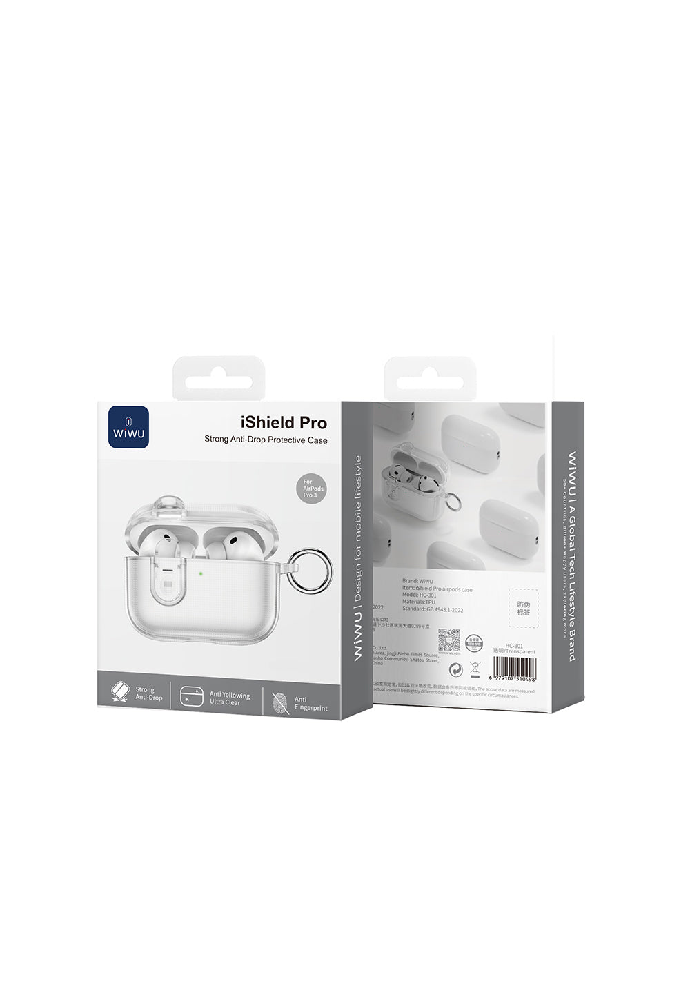Apple Airpods Pro 3 Wiwu iShield Pro HC-301 Airbag Tasarımlı Parmak İzi Bırakmayan Kılıf