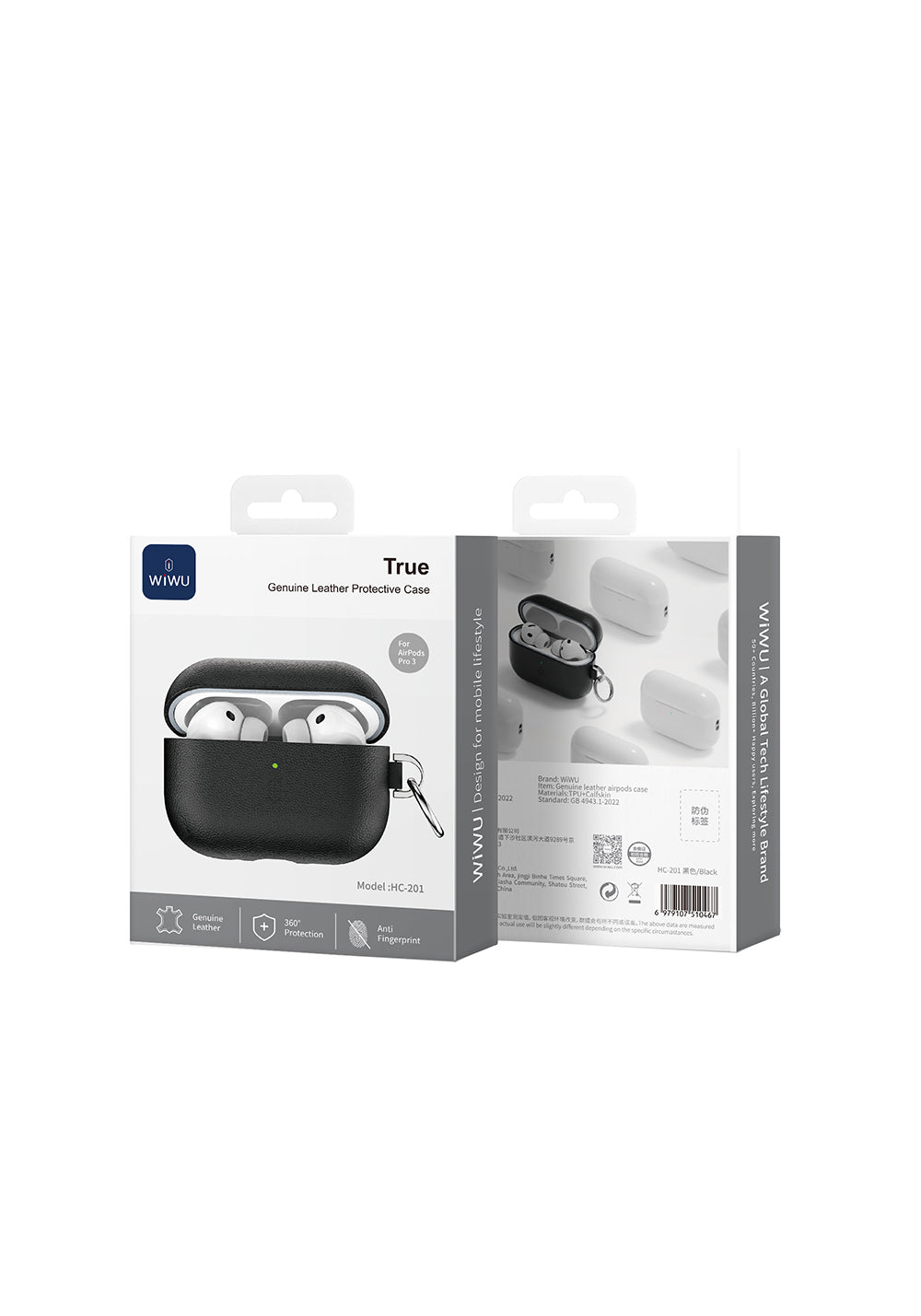 Apple AirPods Pro 3 Wiwu HC-201 Parmak İzi Bırakmayan Deri Kılıf