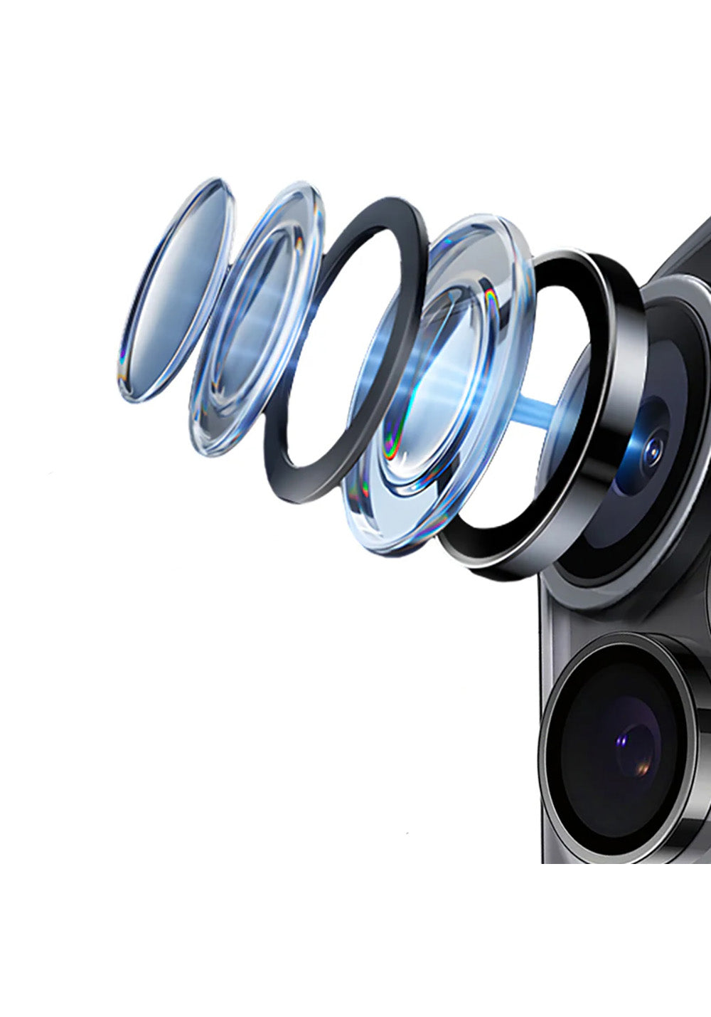 Apple iPhone 17 Pro Max Mohseven Alüminyum Kaplamalı Safir Anti Reflective Kamera Lens Koruyucu