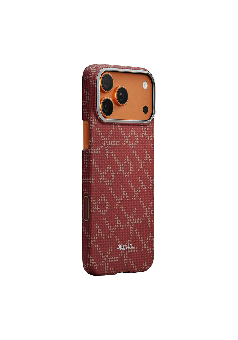 Apple iPhone 17 Pro Max Kılıf Manyetik Şarj Uyumlu Aramid Karbon Fiber Pitaka Tactile Woven Monogram Serisi Kapak