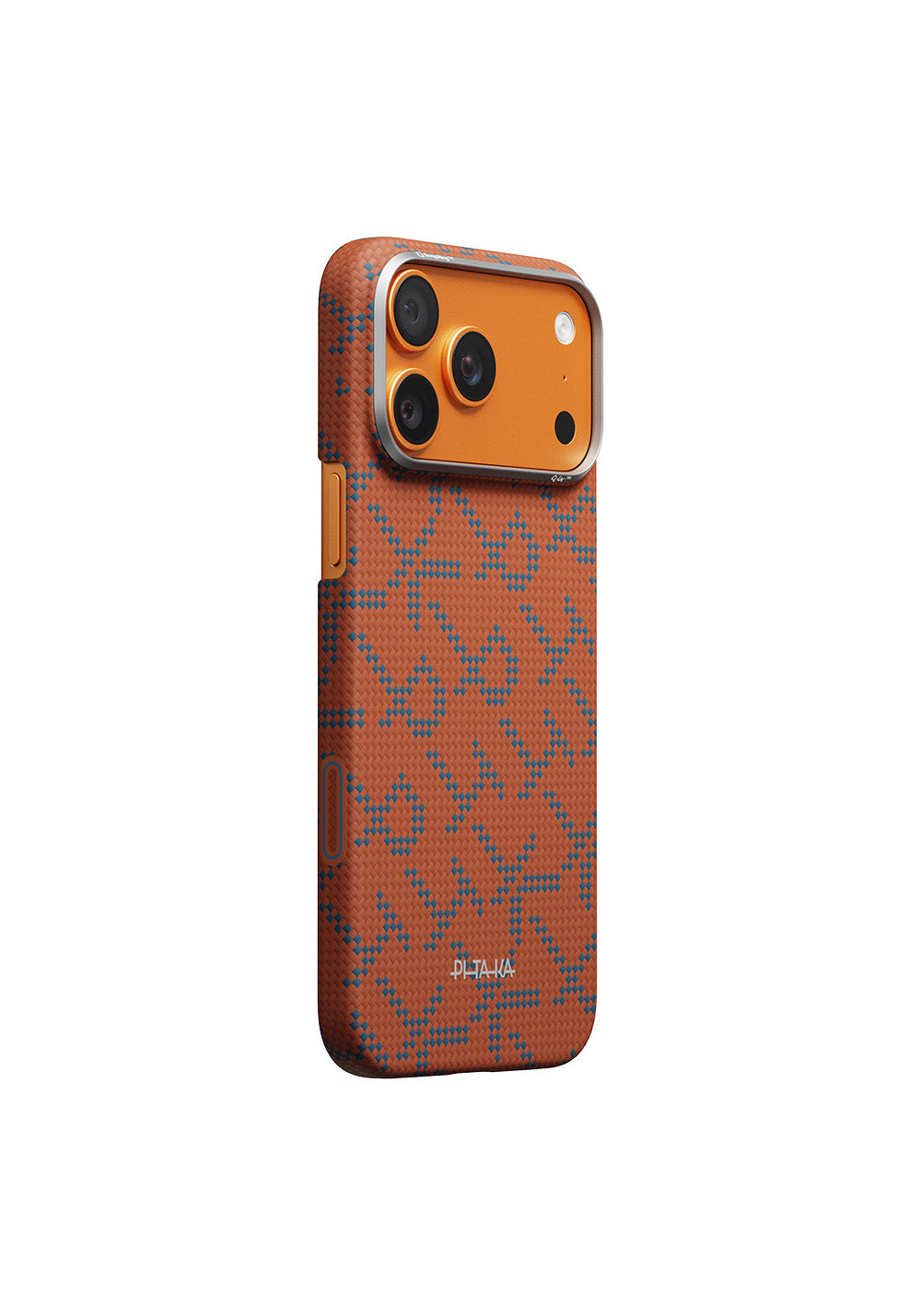 Apple iPhone 17 Pro Max Kılıf Manyetik Şarj Uyumlu Aramid Karbon Fiber Pitaka Tactile Woven Monogram Serisi Kapak