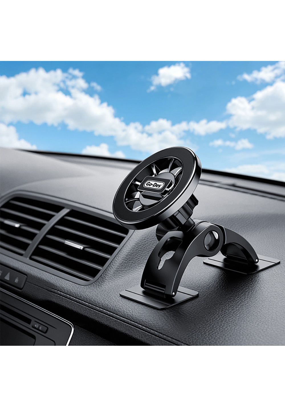 Go Des GD-HD277 Magnetik M-safe Uyumlu 360 Derece Dönebilen Düz Zemin Araç Telefon Tutucu