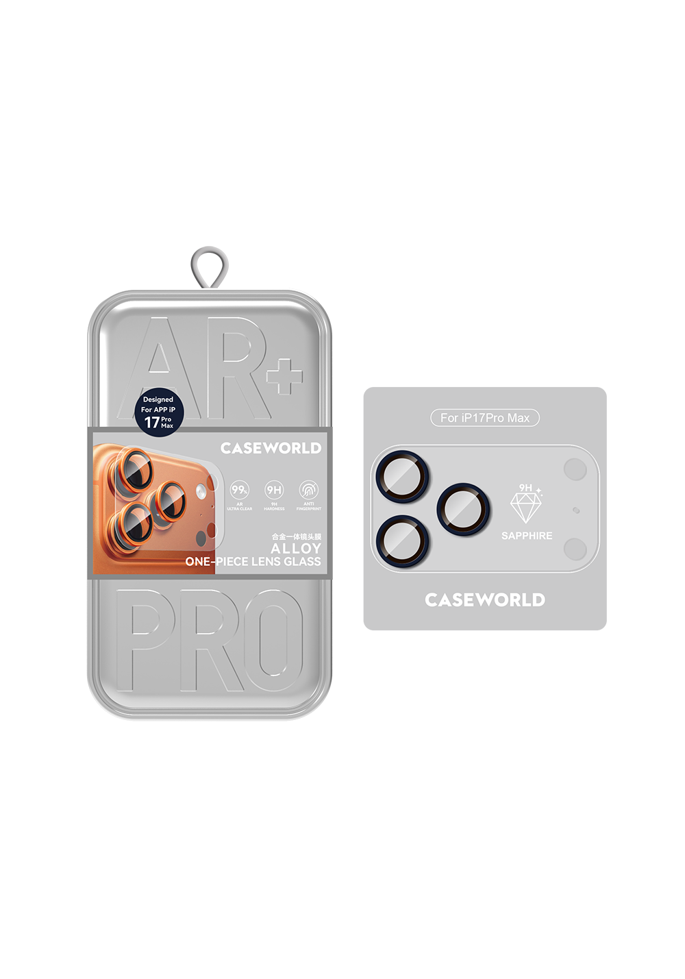 Apple iPhone 17 Pro Max CaseWorld Alloy Sapphire Safir One-Piece Anti Reflective Safir Kamera Lens Koruyucu