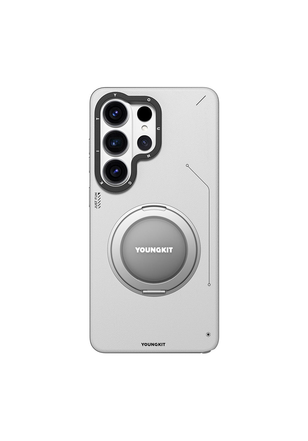 Galaxy S26 Ultra Kılıf Manyetik Şarj Uyumlu 360° Standlı Basit Mat Deri Desenli Youngkit Tech Leather Serisi Kapak