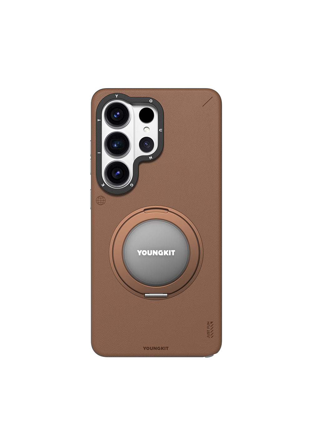Galaxy S26 Ultra Kılıf Manyetik Şarj Uyumlu 360° Standlı Basit Mat Deri Desenli Youngkit Tech Leather Serisi Kapak