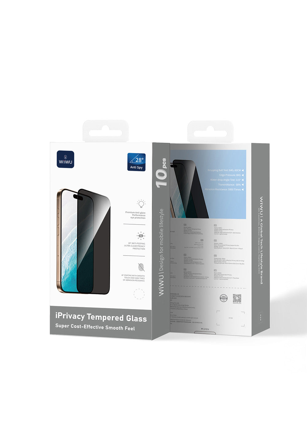 Apple iPhone 17 Pro Max Wiwu GT-015 Özellikli Çok Katmanlı Temperli iPrivacy Cam Ekran Koruyucu 10'lu Paket