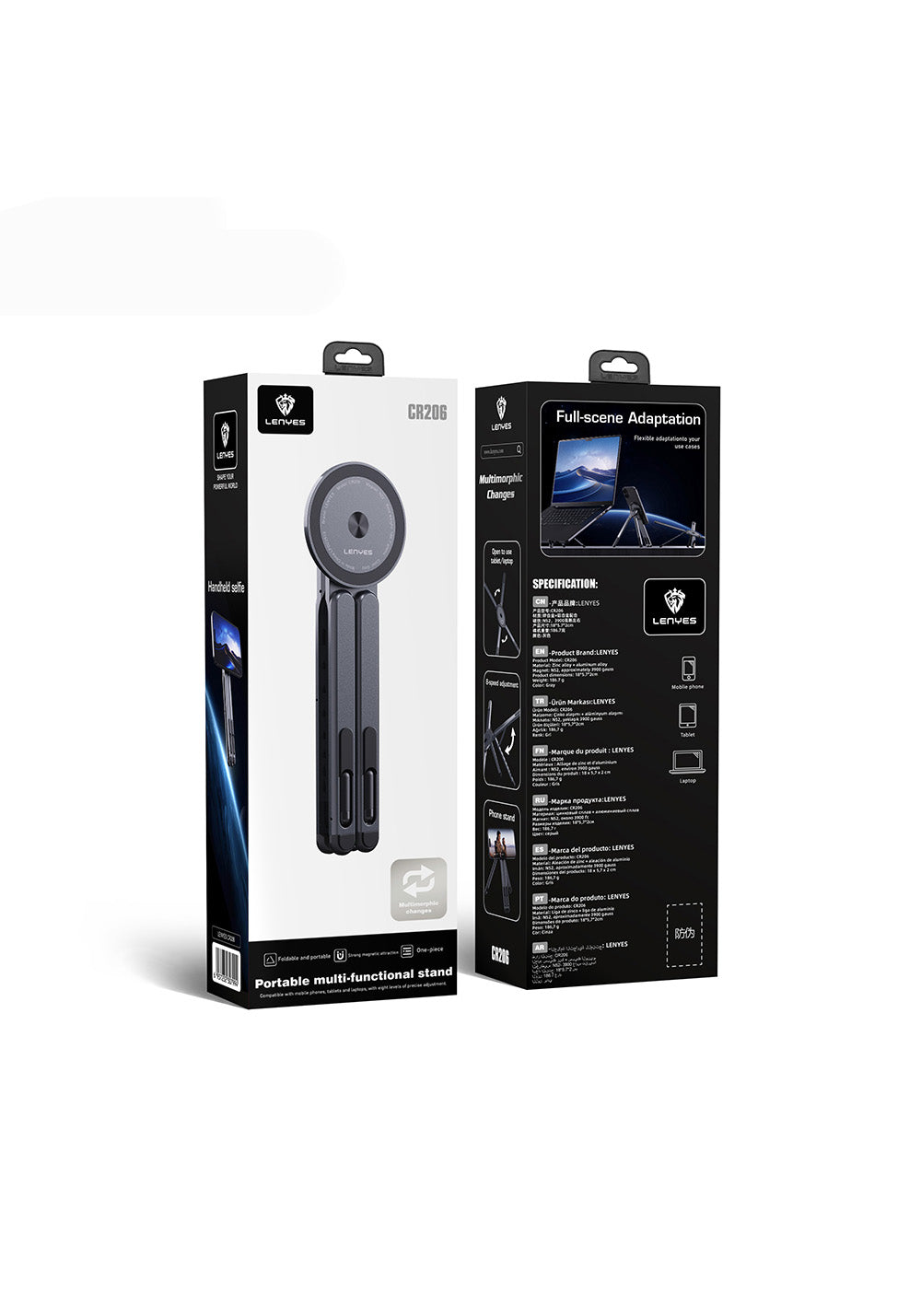 Lenyes CR206 Çok Fonksiyonlu 8 Kademeli Ayarlanabilir Magnetik Laptop & Tablet & Telefon Standı
