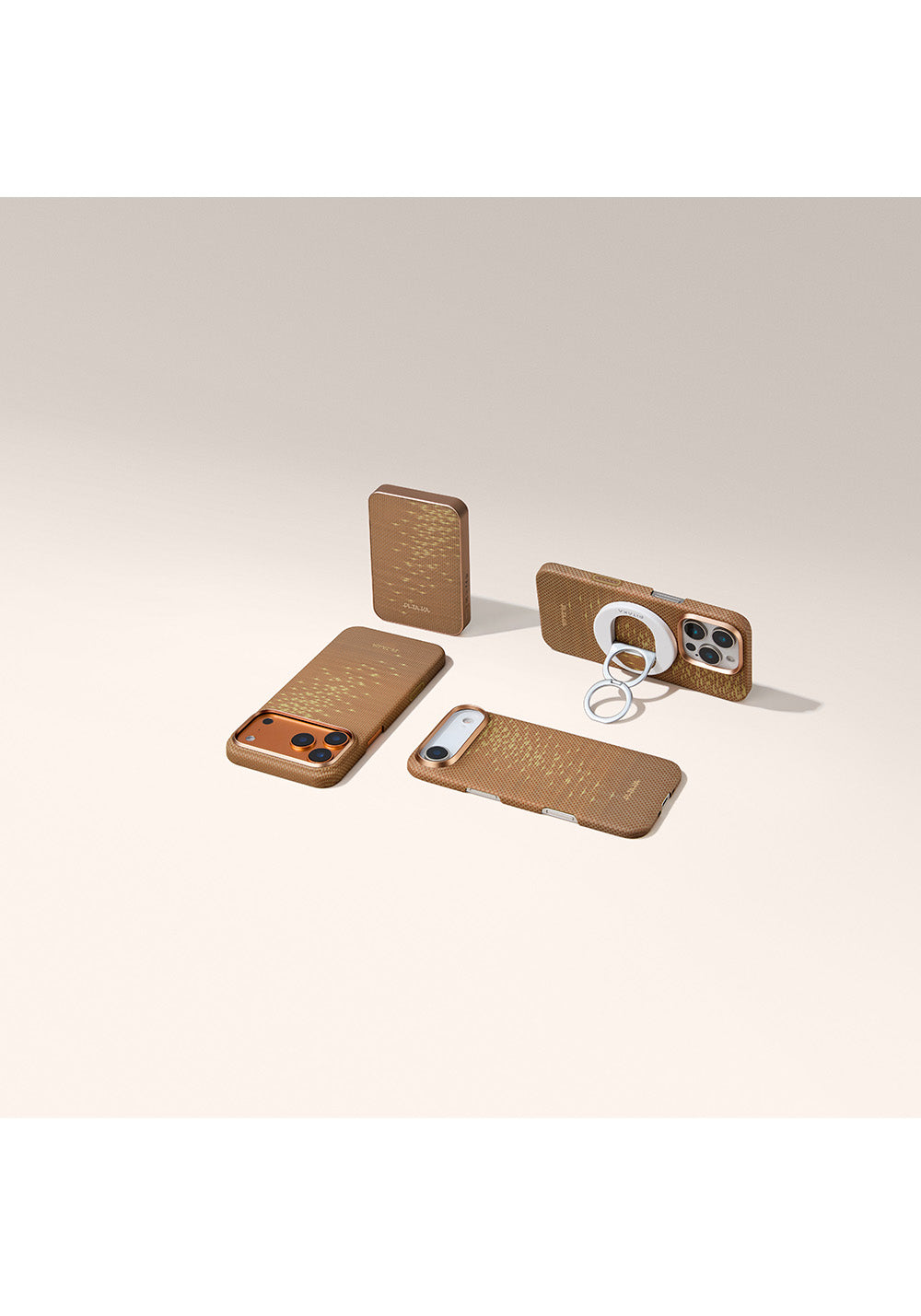 Pitaka Aramid Fiber Glints of Gold Serisi MagEZ Grip 3 Magnetik Ring Stand Telefon Tutucu