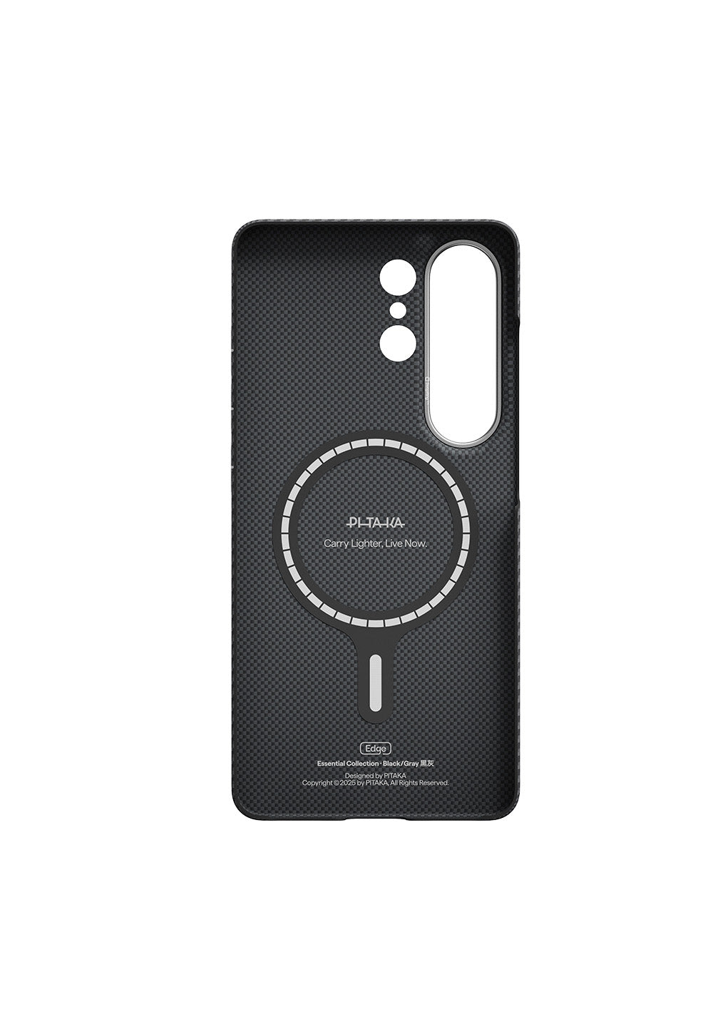 Galaxy S26 Ultra Kılıf Manyetik Şarj Uyumlu 600D Aramid Karbon Fiber Pitaka Ultra-Slim Classic Serisi Black-Grey Twill Kapak