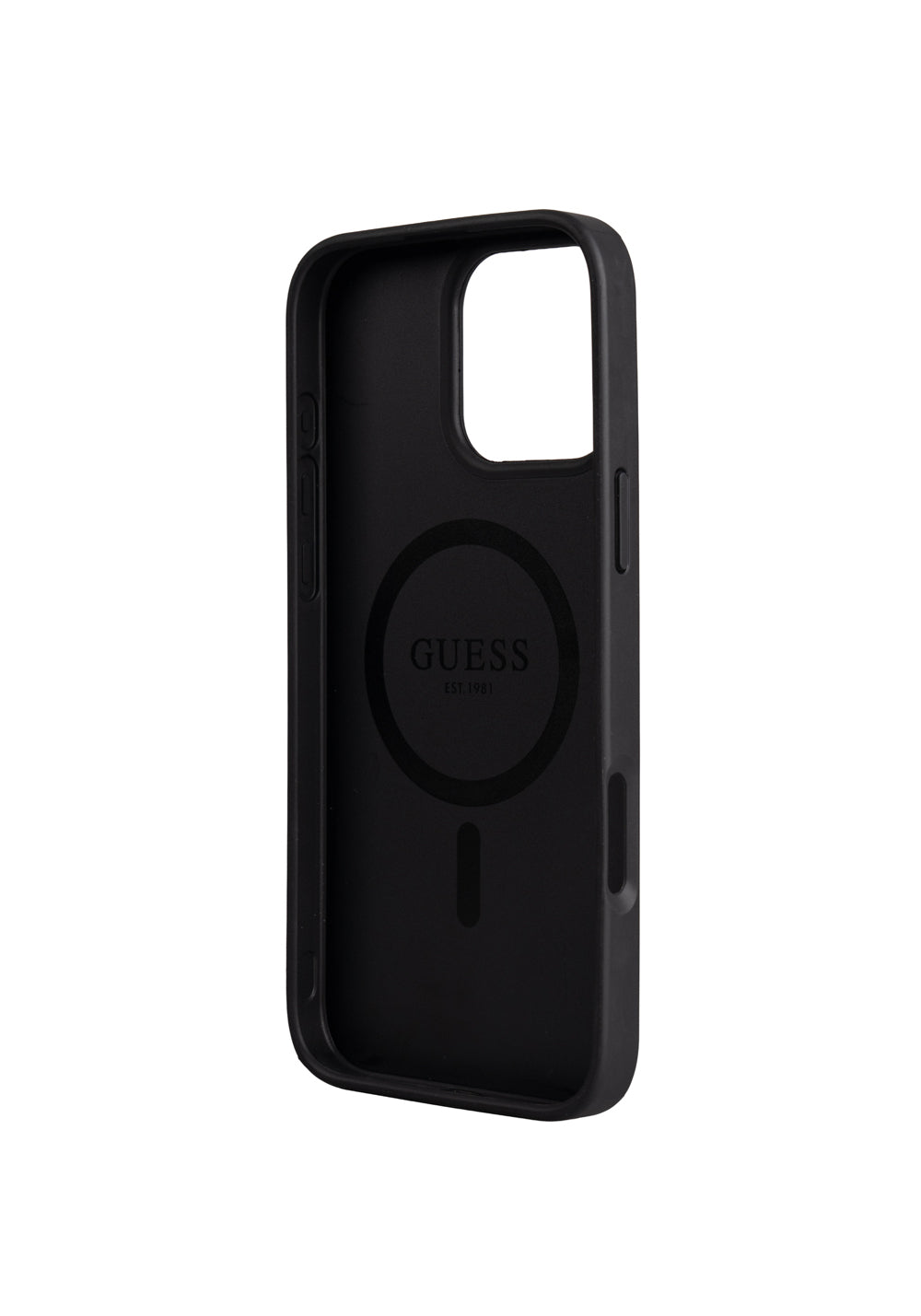 Apple iPhone 16 Pro Max Kılıf Guess Orijinal Lisanslı Manyetik Şarj Uyumlu 4G Metal Büyük Logolu Kartlıklı Kapak
