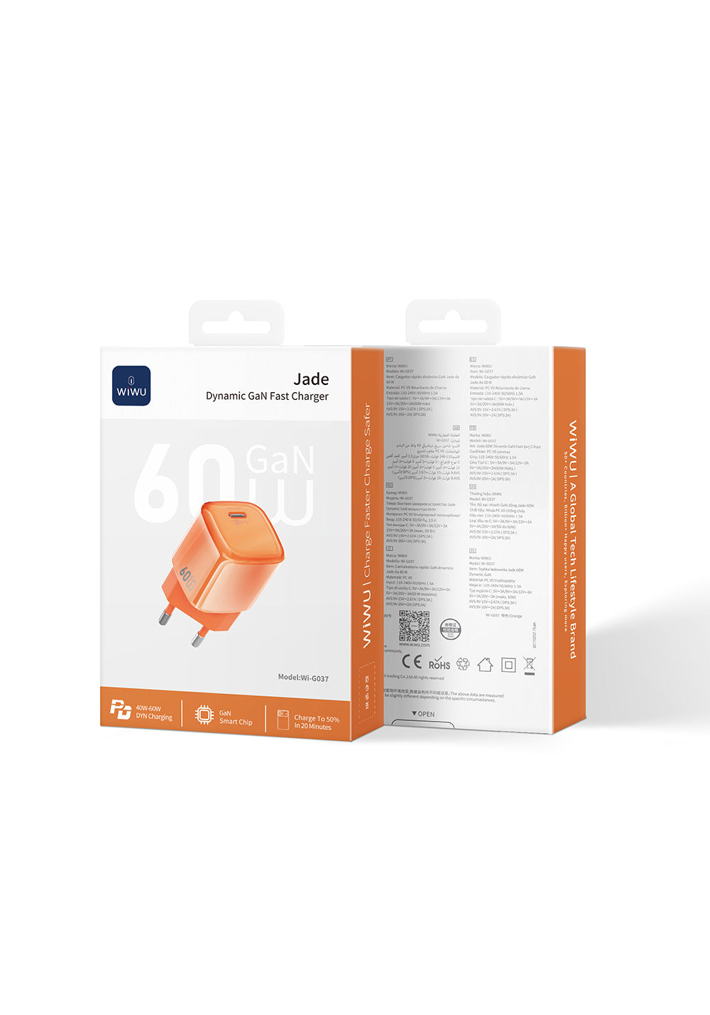 Wiwu Wi-G037 Jade Dynamic Serisi AVS Özellikli GaN Tech PD Hızlı Şarj Özellikli Şarj Başlığı 60W