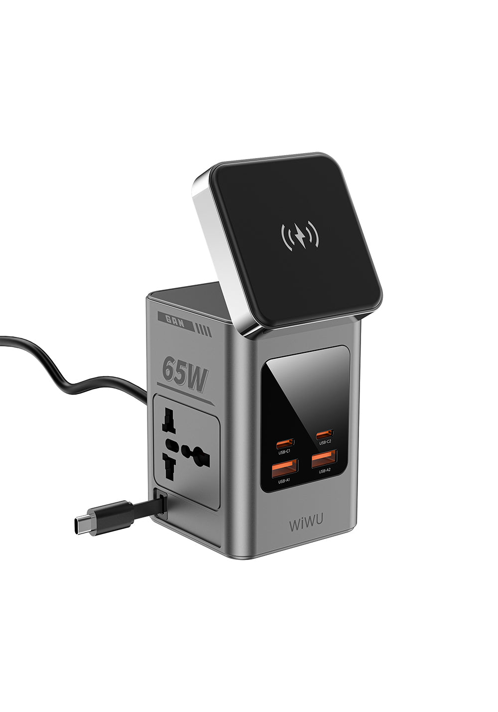 Wiwu Wi-W040 Telefon & Akıllı Saat & Kulaklık İçin GaN 65W 8in1 Şarj İstasyonu