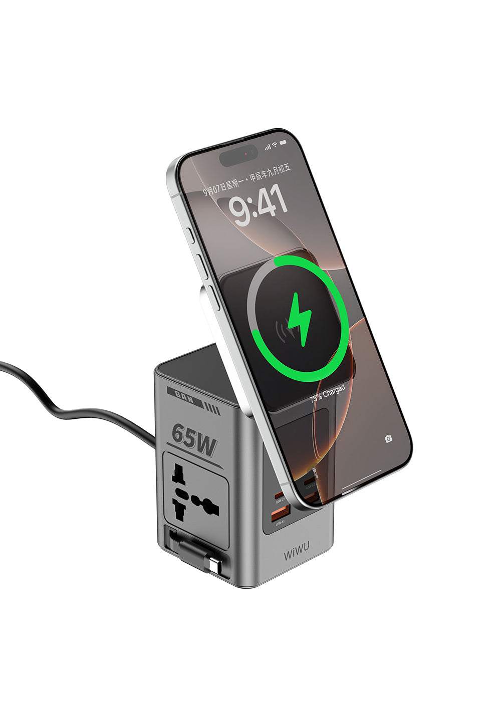 Wiwu Wi-W040 Telefon & Akıllı Saat & Kulaklık İçin GaN 65W 8in1 Şarj İstasyonu