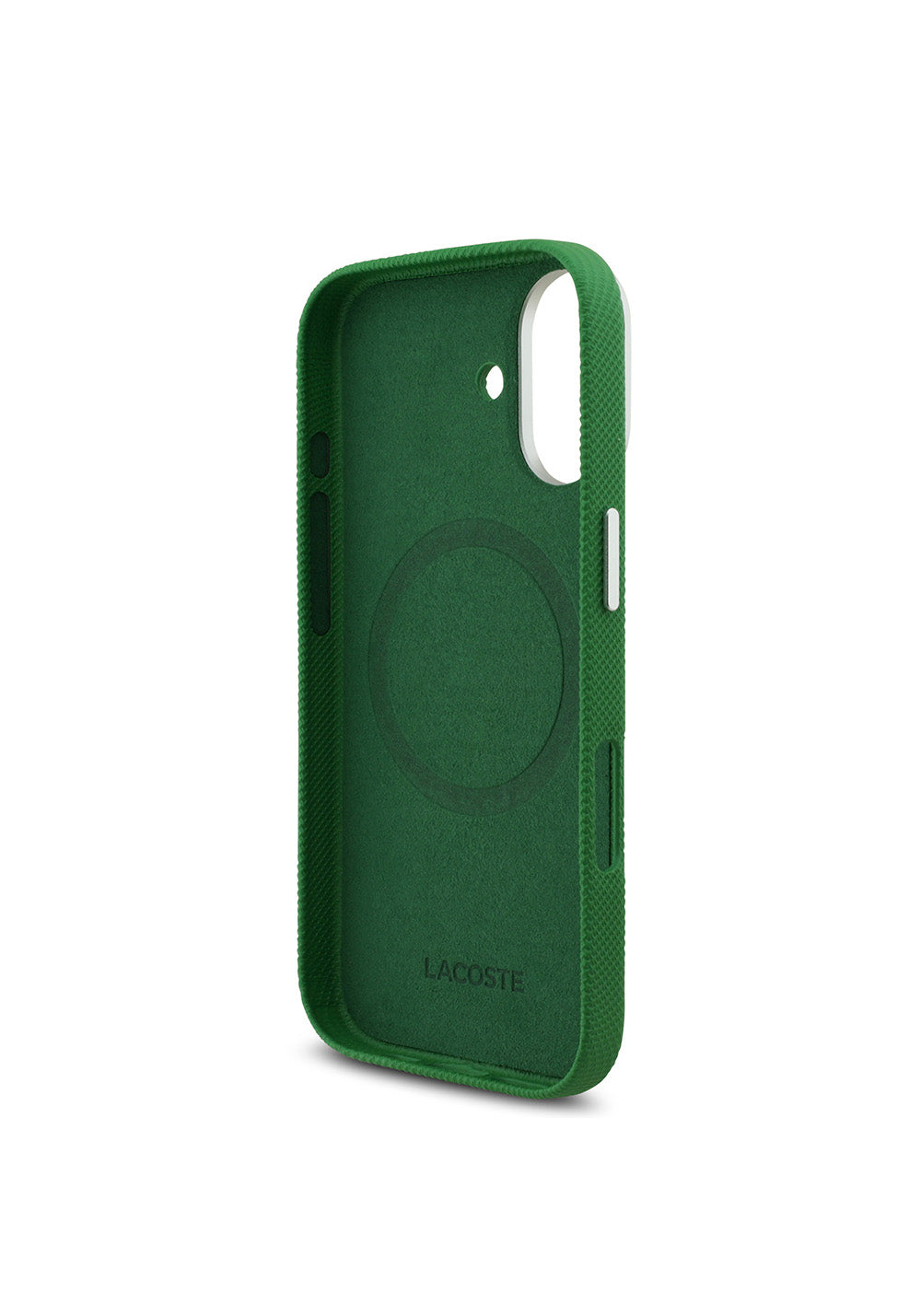 Apple iPhone 17 Kılıf Lacoste Orijinal Lisanslı M-Safe Şarj Özellikli PVC Pike Desenli Arka Yüzey İkonik Timsah Dokuma Logolu Kapak