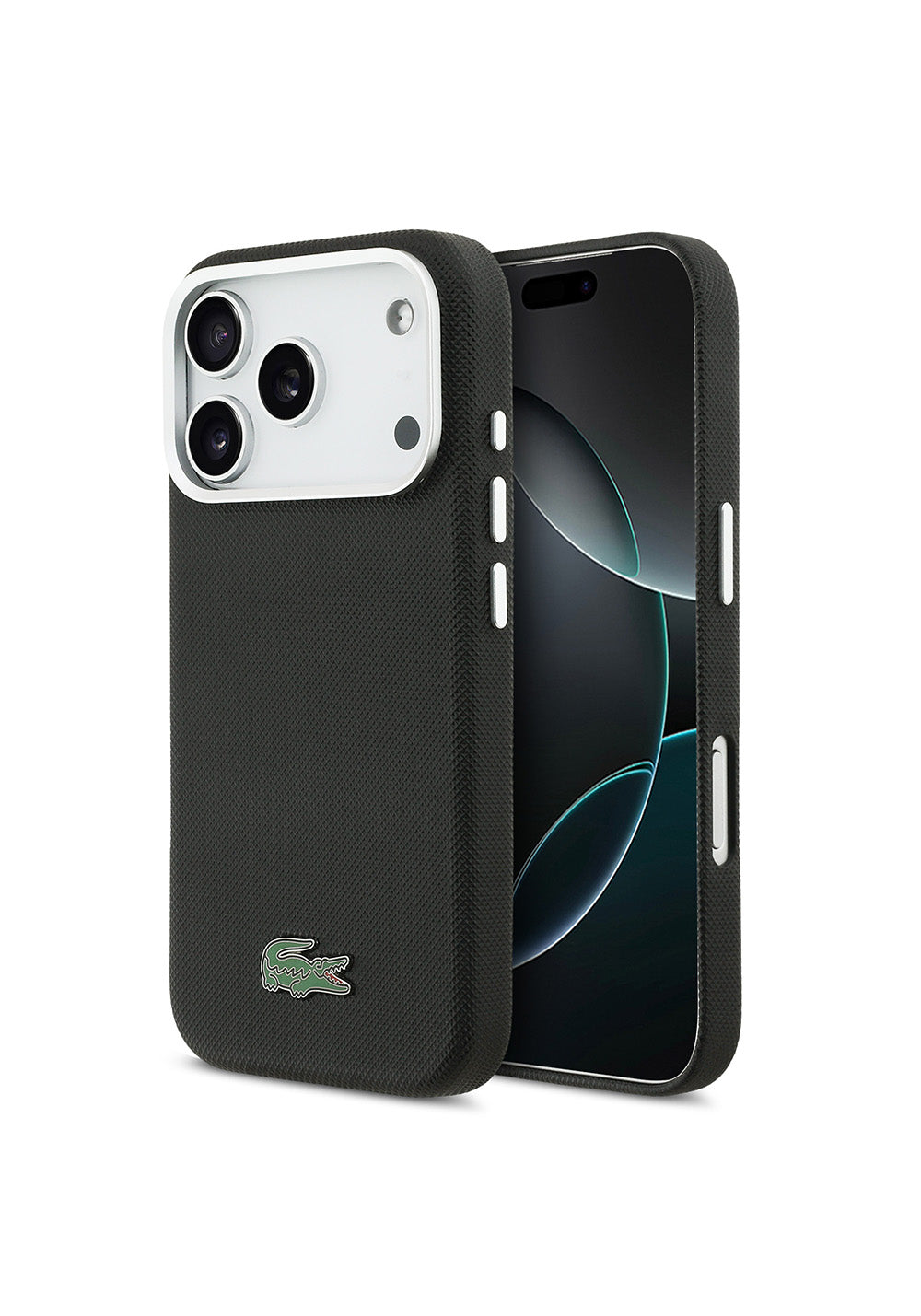 Apple iPhone 17 Pro Kılıf Lacoste Orijinal Lisanslı M-Safe Şarj Özellikli PVC Pike Desenli Arka Yüzey İkonik Timsah Dokuma Logolu Kapak