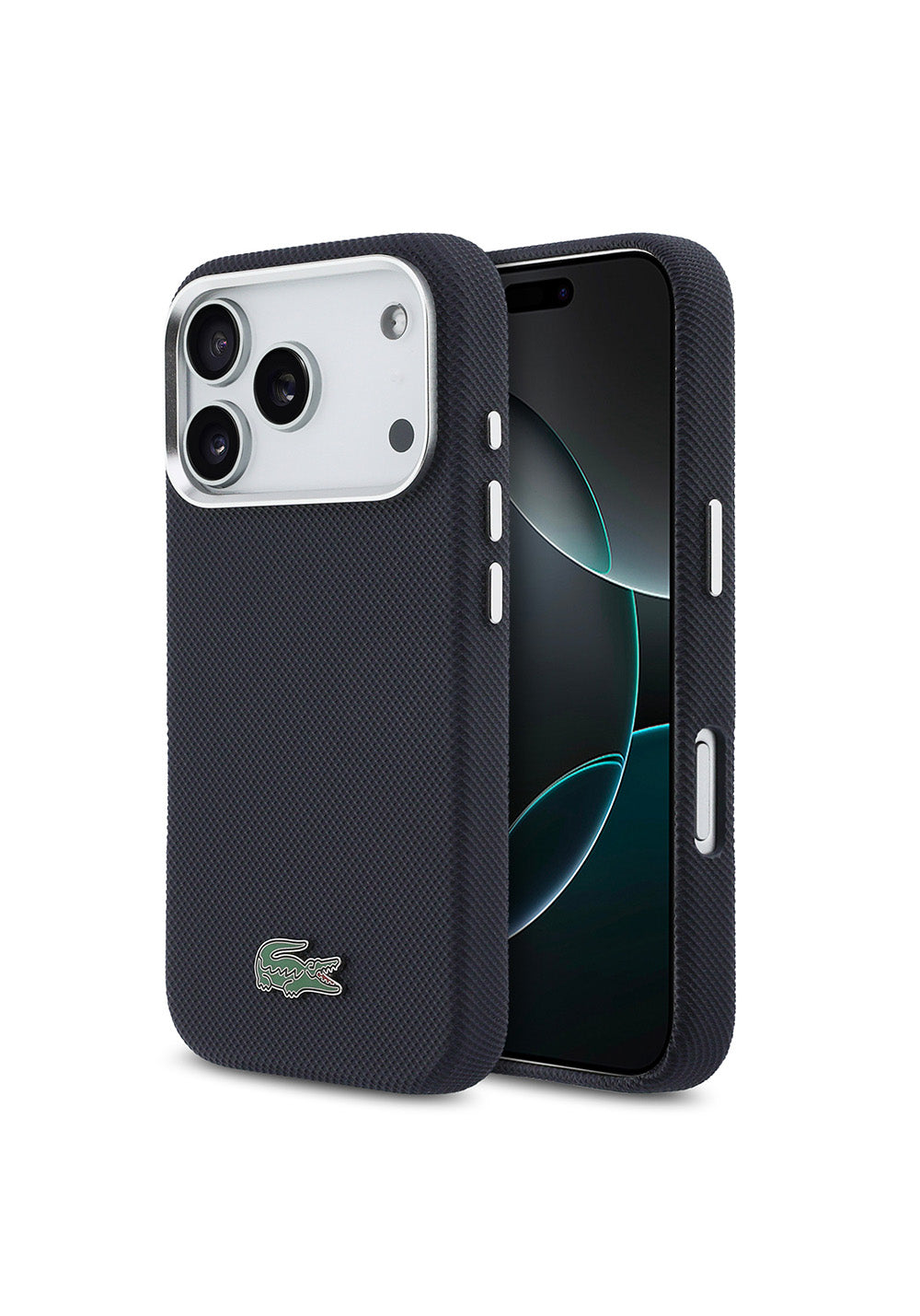 Apple iPhone 17 Pro Kılıf Lacoste Orijinal Lisanslı M-Safe Şarj Özellikli PVC Pike Desenli Arka Yüzey İkonik Timsah Dokuma Logolu Kapak