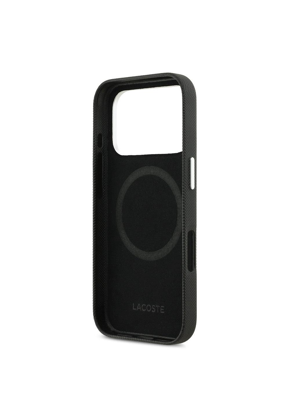 Apple iPhone 17 Pro Max Kılıf Lacoste Orijinal Lisanslı M-Safe Şarj Özellikli PVC Pike Desenli Arka Yüzey İkonik Timsah Dokuma Logolu Kapak