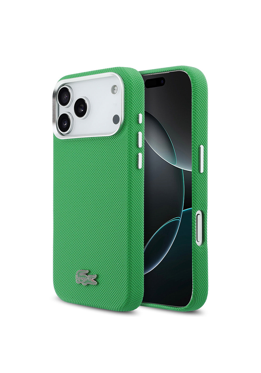 Apple iPhone 17 Pro Max Kılıf Lacoste Orijinal Lisanslı M-Safe Şarj Özellikli PVC Pike Desenli Arka Yüzey İkonik Timsah Dokuma Logolu Kapak