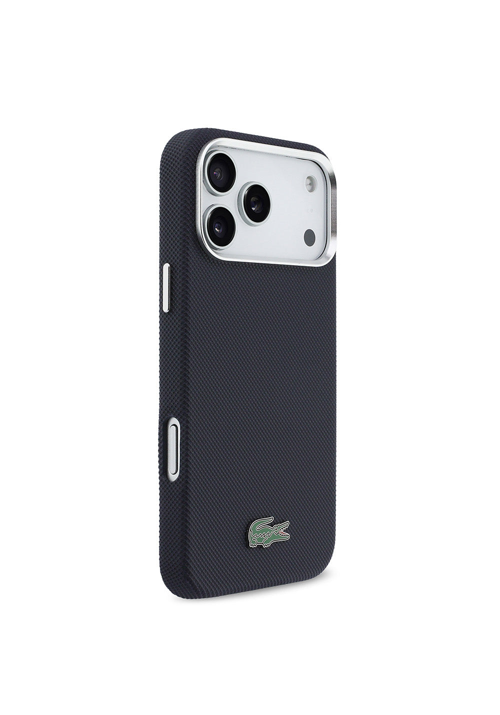 Apple iPhone 17 Pro Max Kılıf Lacoste Orijinal Lisanslı M-Safe Şarj Özellikli PVC Pike Desenli Arka Yüzey İkonik Timsah Dokuma Logolu Kapak