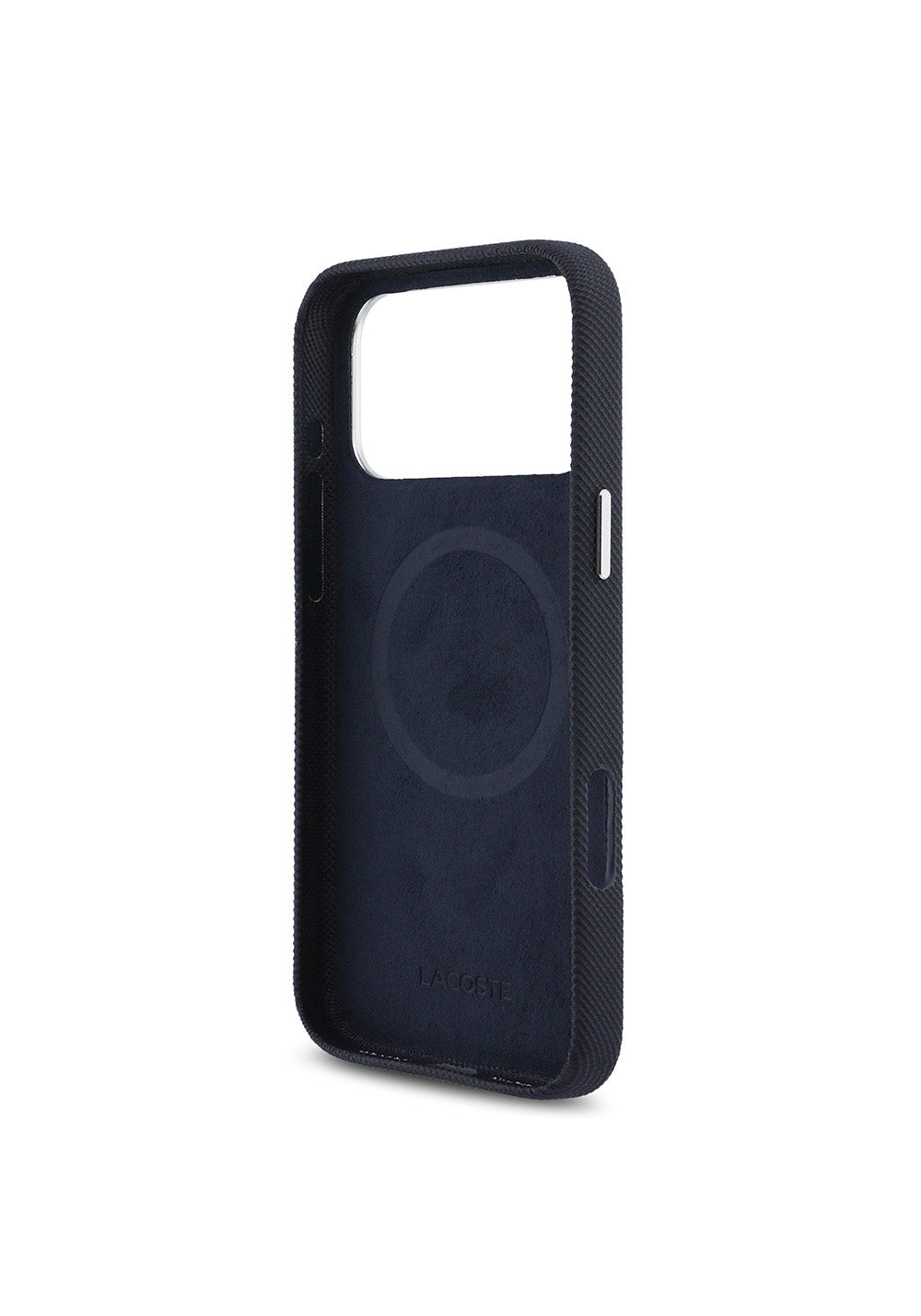 Apple iPhone 17 Pro Max Kılıf Lacoste Orijinal Lisanslı M-Safe Şarj Özellikli PVC Pike Desenli Arka Yüzey İkonik Timsah Dokuma Logolu Kapak