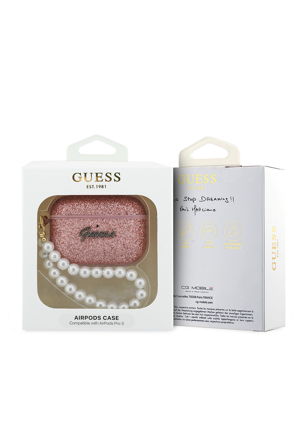 Apple Airpods Pro 3 Kılıf Guess Glitter İnci Bilek Askılı Kapak