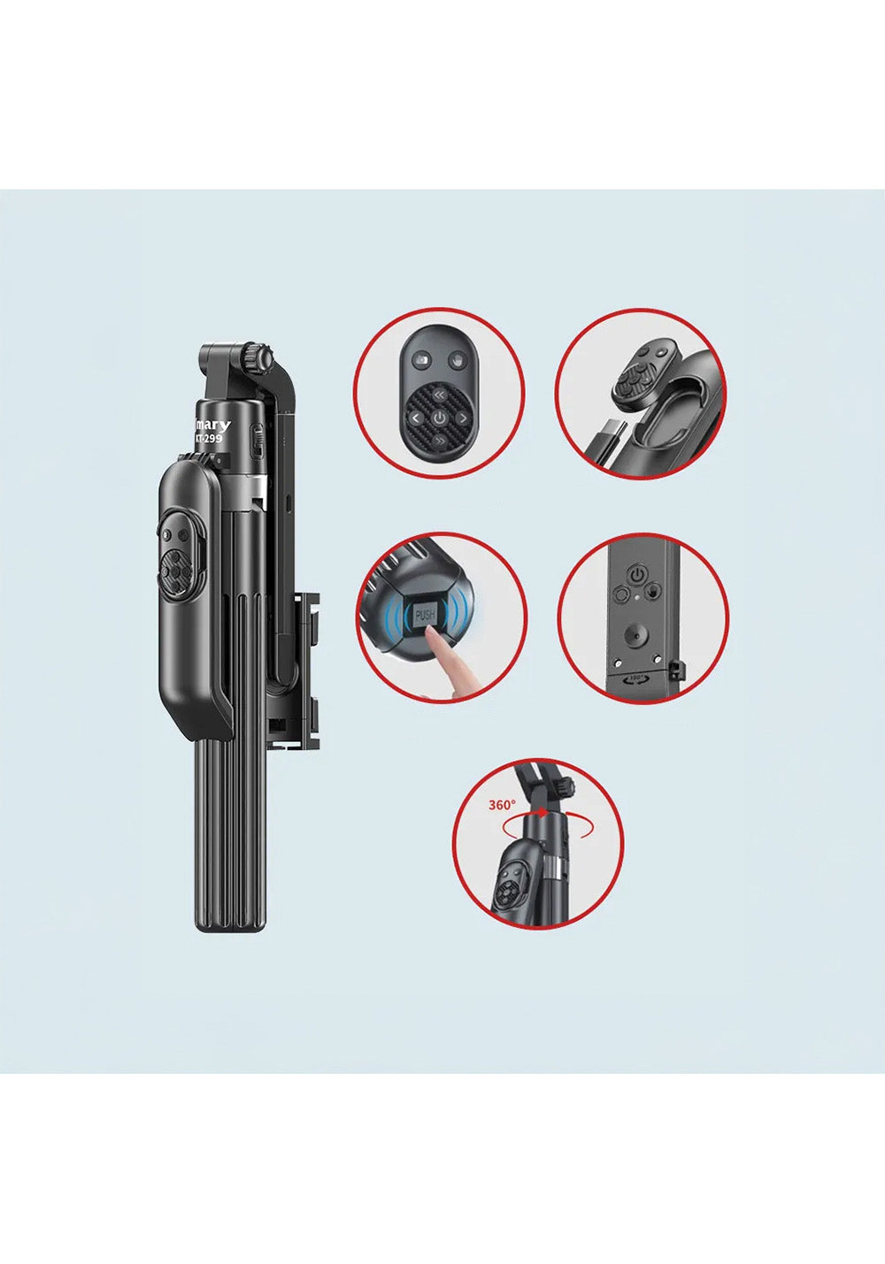 Jmary KT-299 360 Derece Dönebilen Kablosuz Kumandalı Tripod ve Selfie Çubuğu