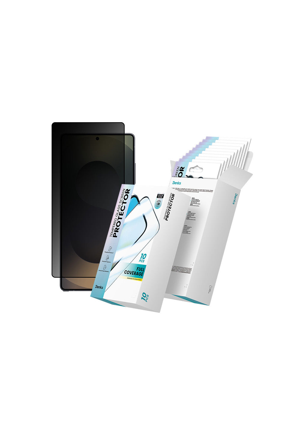 Galaxy S26 Ultra Hidrofobik Ve Oleofobik Özellikli Benks 0.3mm Privacy Air Shield Ekran Koruyucu 10'lu Paket