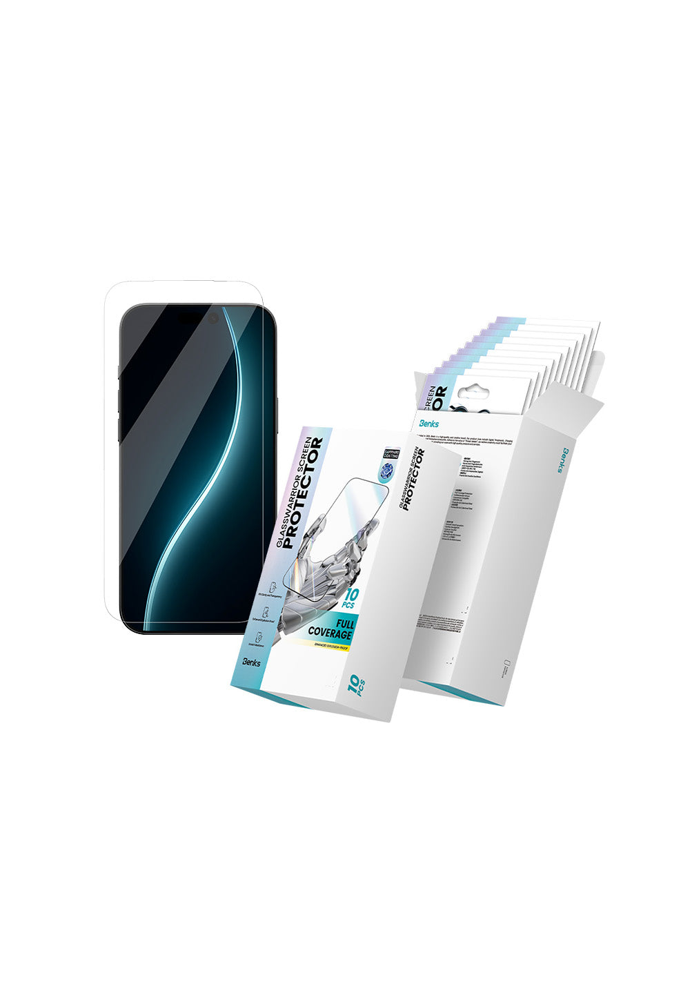 Apple iPhone 17 Pro Benks Glass Warrior Privacy HD 0.3mm Cam Ekran Koruyucu 10'lu Paket