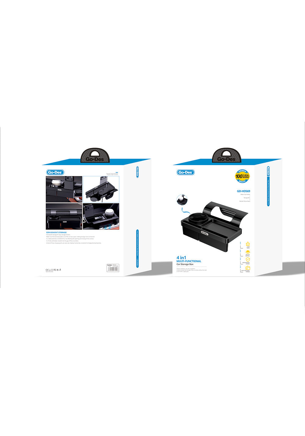 Go Des GD-HD569 4in1 Araç İçi Çok Amaçlı Bardaklıklı Telefon Bölmeli Konsol