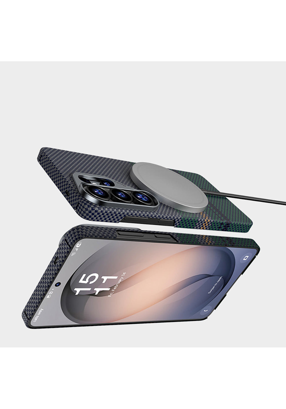 Galaxy S26 Ultra Kılıf Manyetik Şarj Uyumlu Karbon Fiber Tasarımlı Benks Aurora ArmorAir Kevlar Kapak