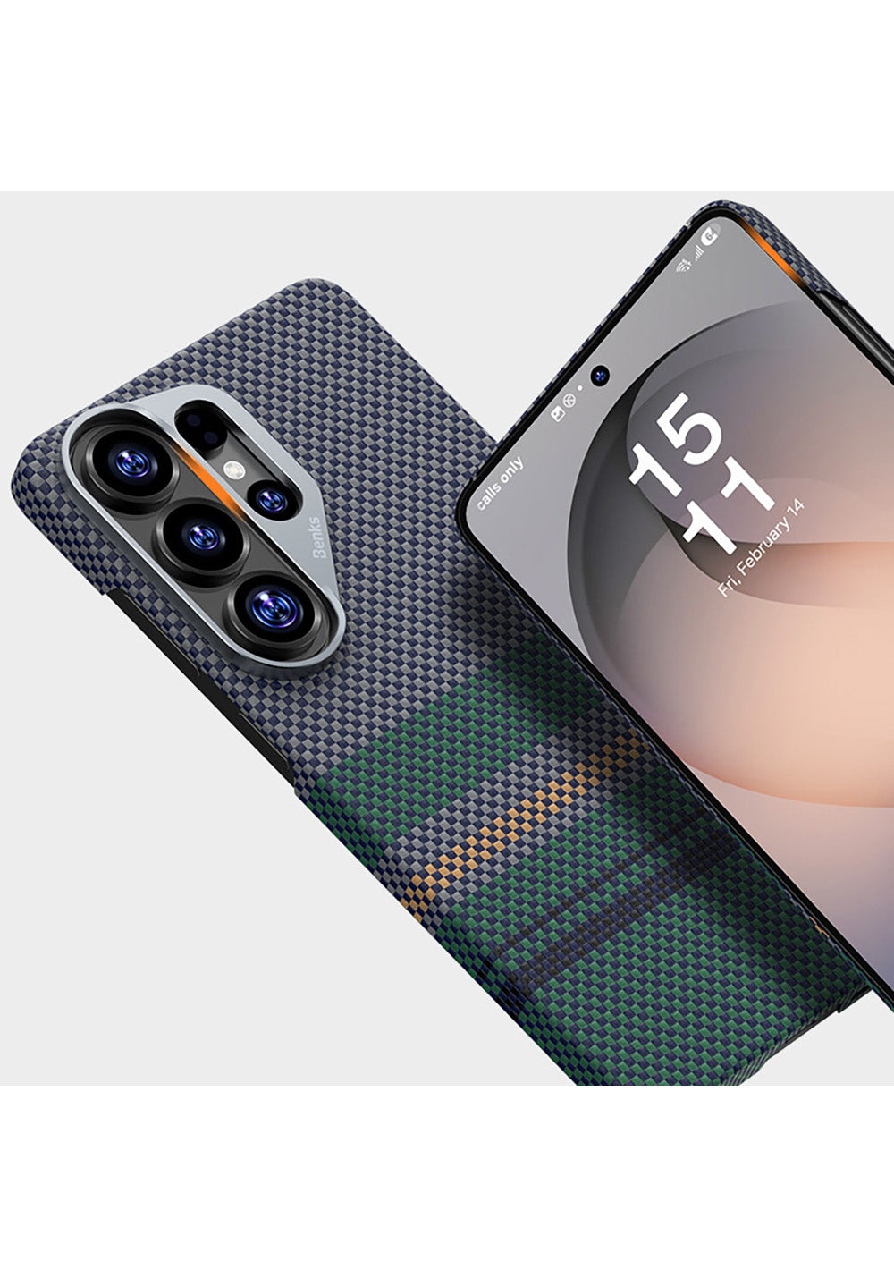 Galaxy S26 Ultra Kılıf Manyetik Şarj Uyumlu Karbon Fiber Tasarımlı Benks Aurora ArmorAir Kevlar Kapak