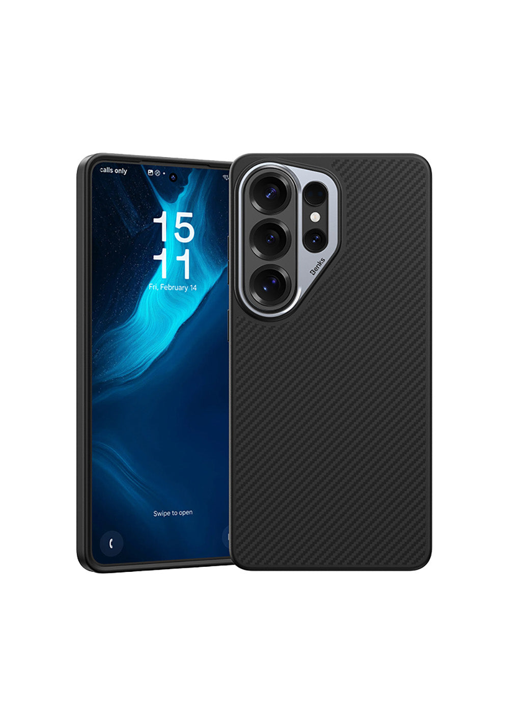Galaxy S26 Ultra Kılıf Karbon Fiber Manyetik Şarj Uyumlu Benks Hybrid ArmorPro 600D Kevlar Kapak
