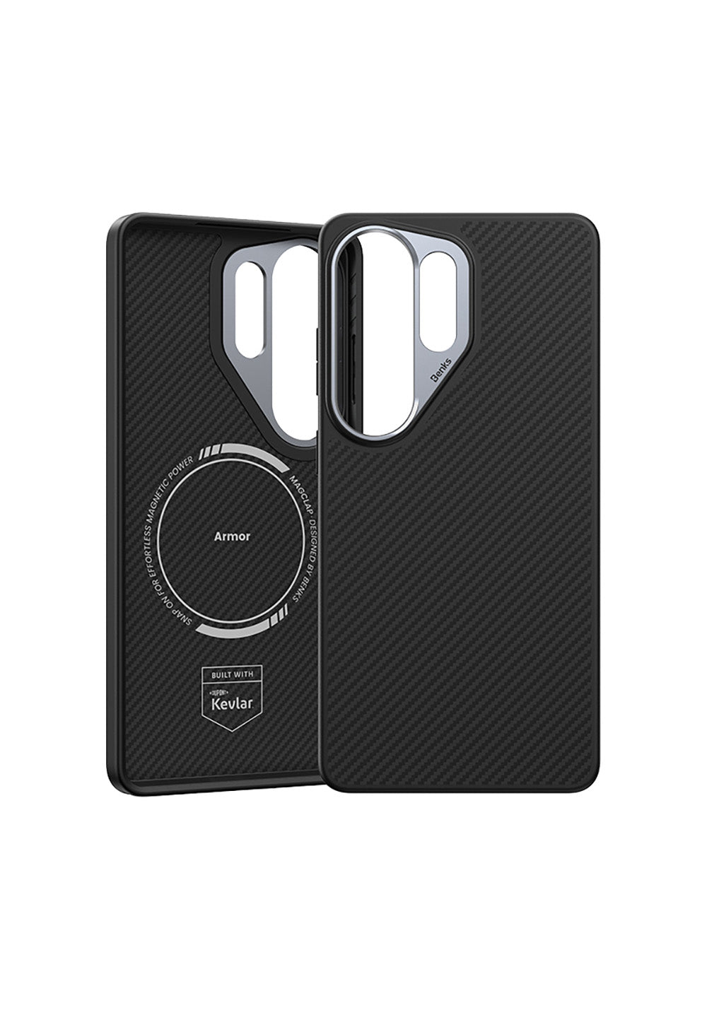 Galaxy S26 Ultra Kılıf Karbon Fiber Manyetik Şarj Uyumlu Benks Hybrid ArmorPro 600D Kevlar Kapak