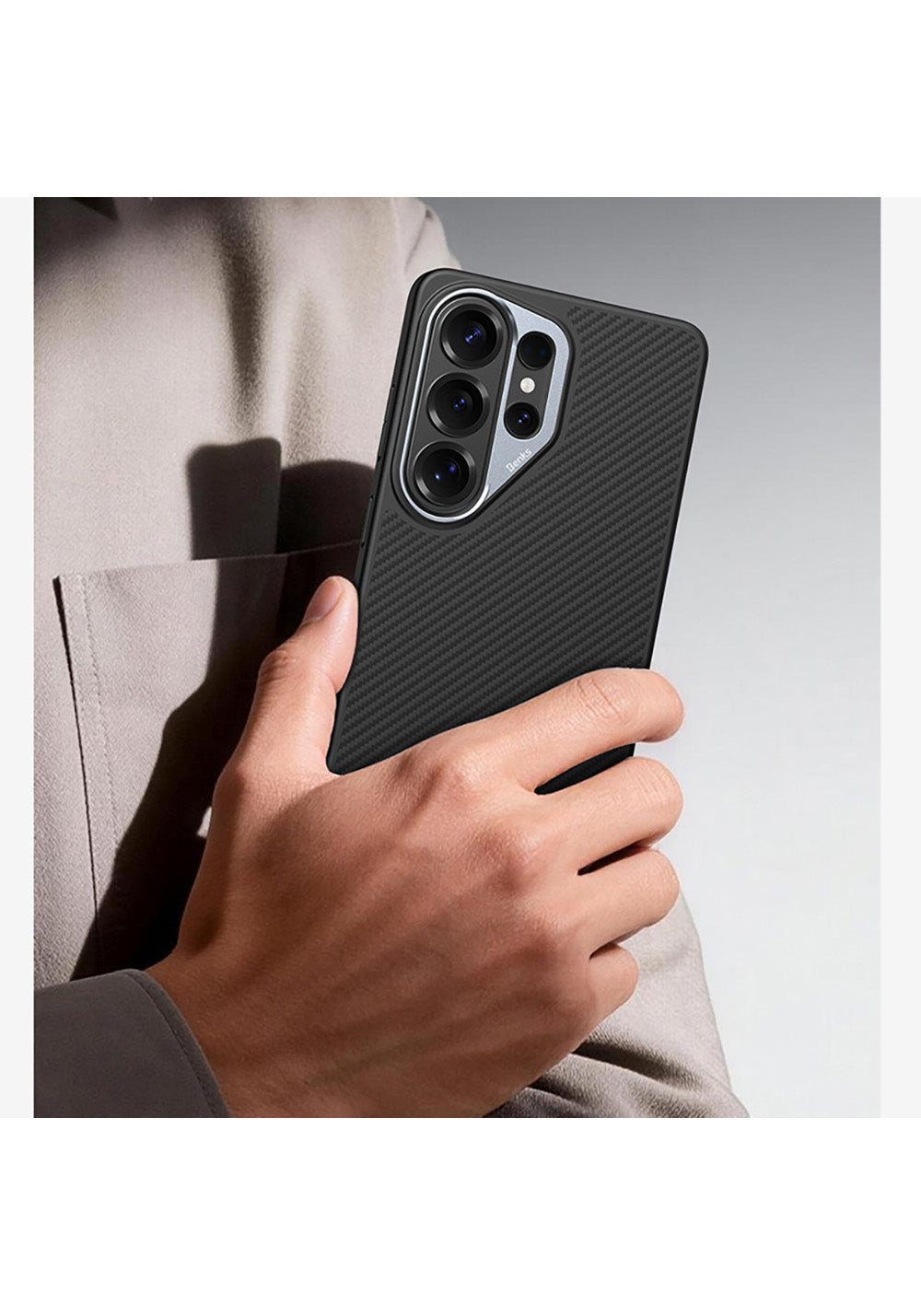 Galaxy S26 Ultra Kılıf Karbon Fiber Manyetik Şarj Uyumlu Benks Hybrid ArmorPro 600D Kevlar Kapak