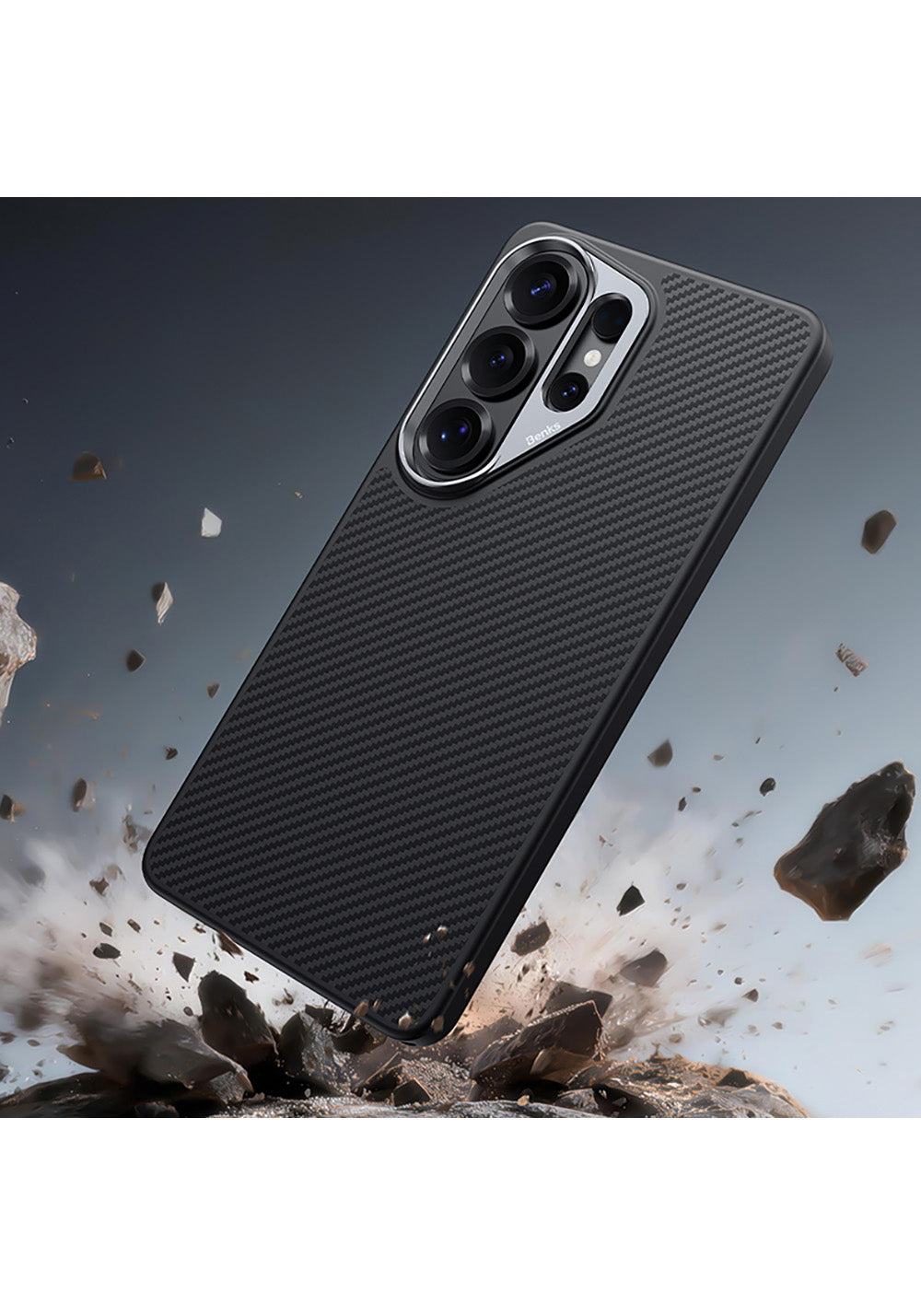 Galaxy S26 Ultra Kılıf Karbon Fiber Manyetik Şarj Uyumlu Benks Hybrid ArmorPro 600D Kevlar Kapak